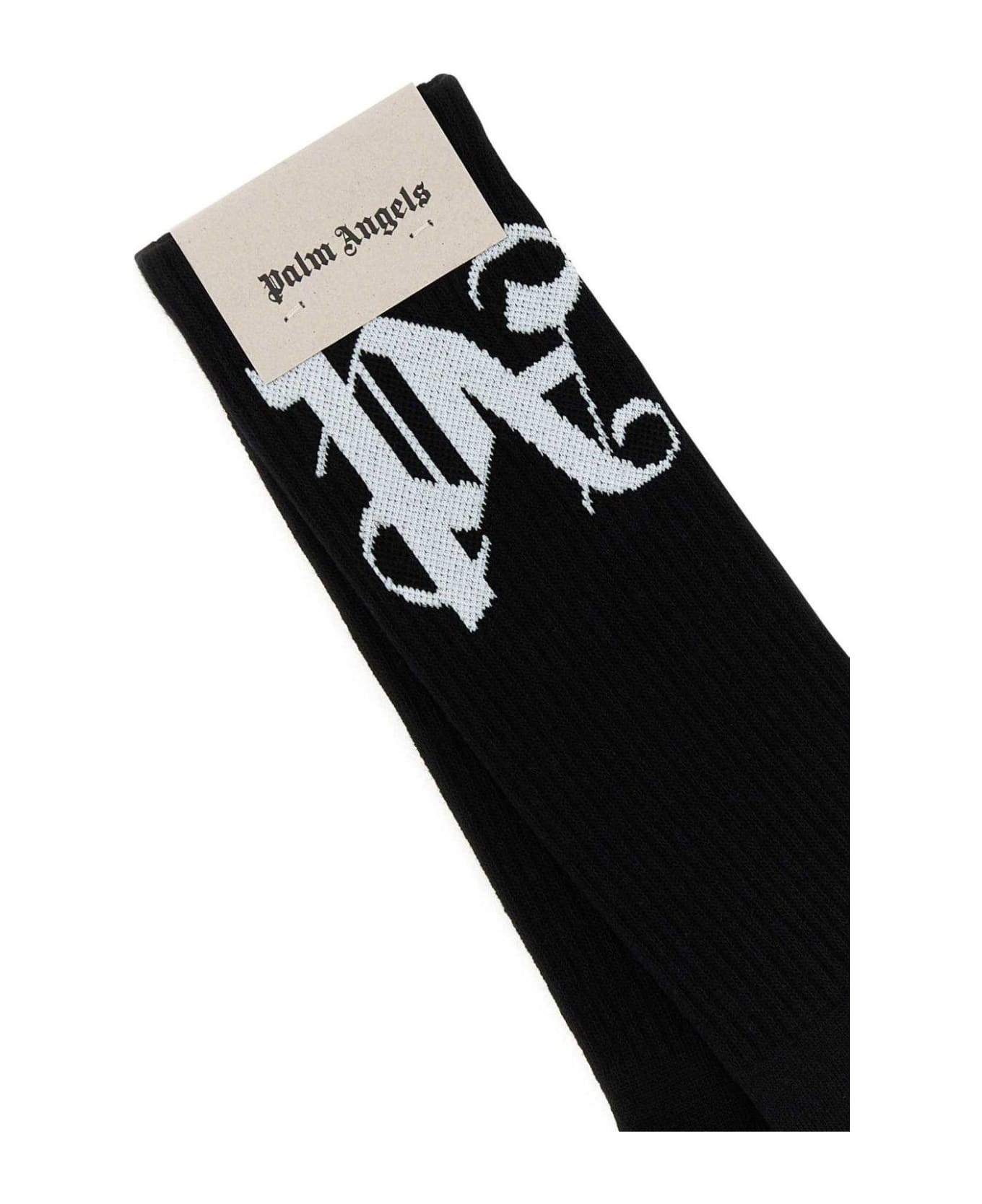 Palm Angels Monogram Jacquard Socks - BLACK 靴下