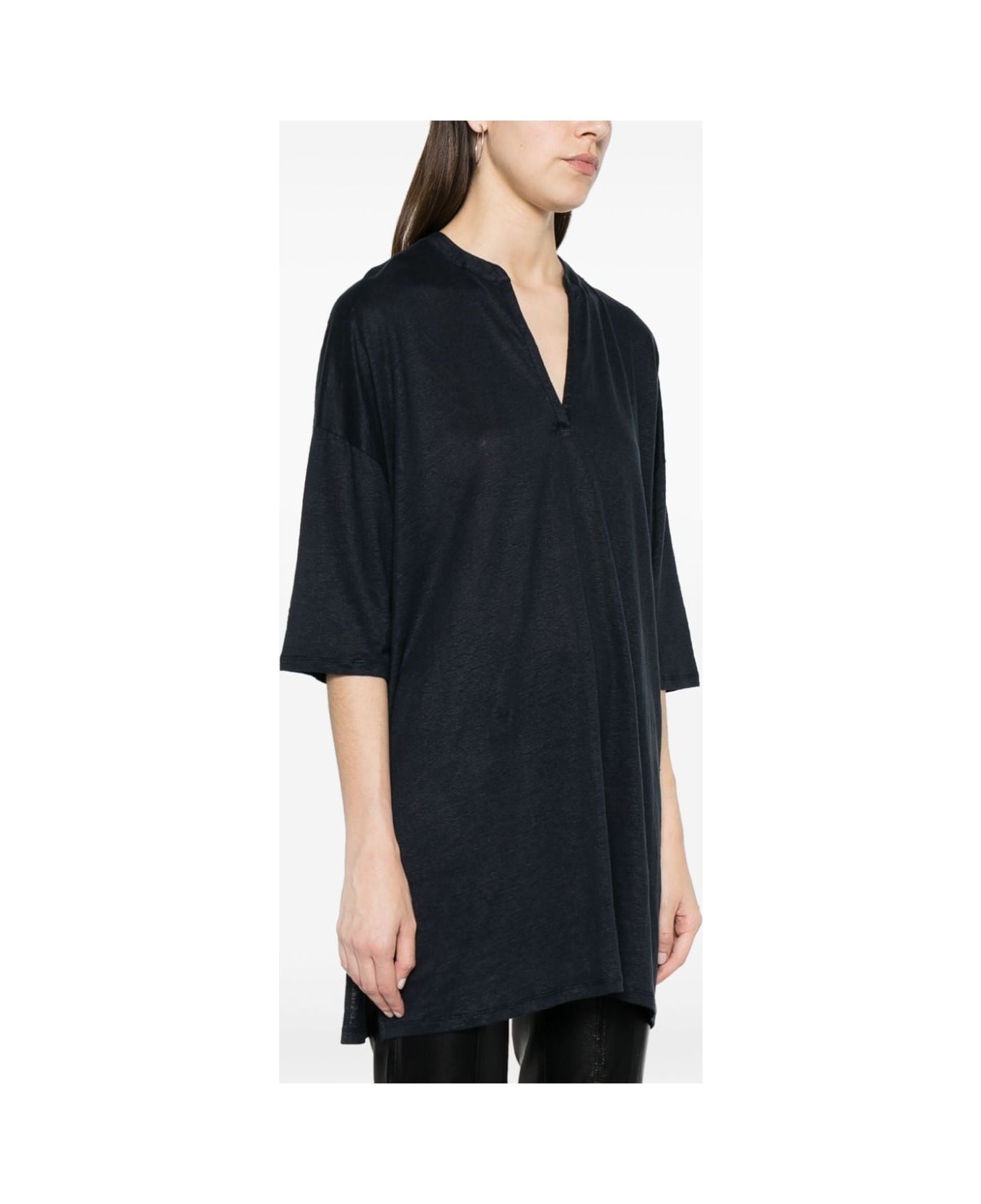 Majestic Filatures Linen Blend Tunic Dress - Blue