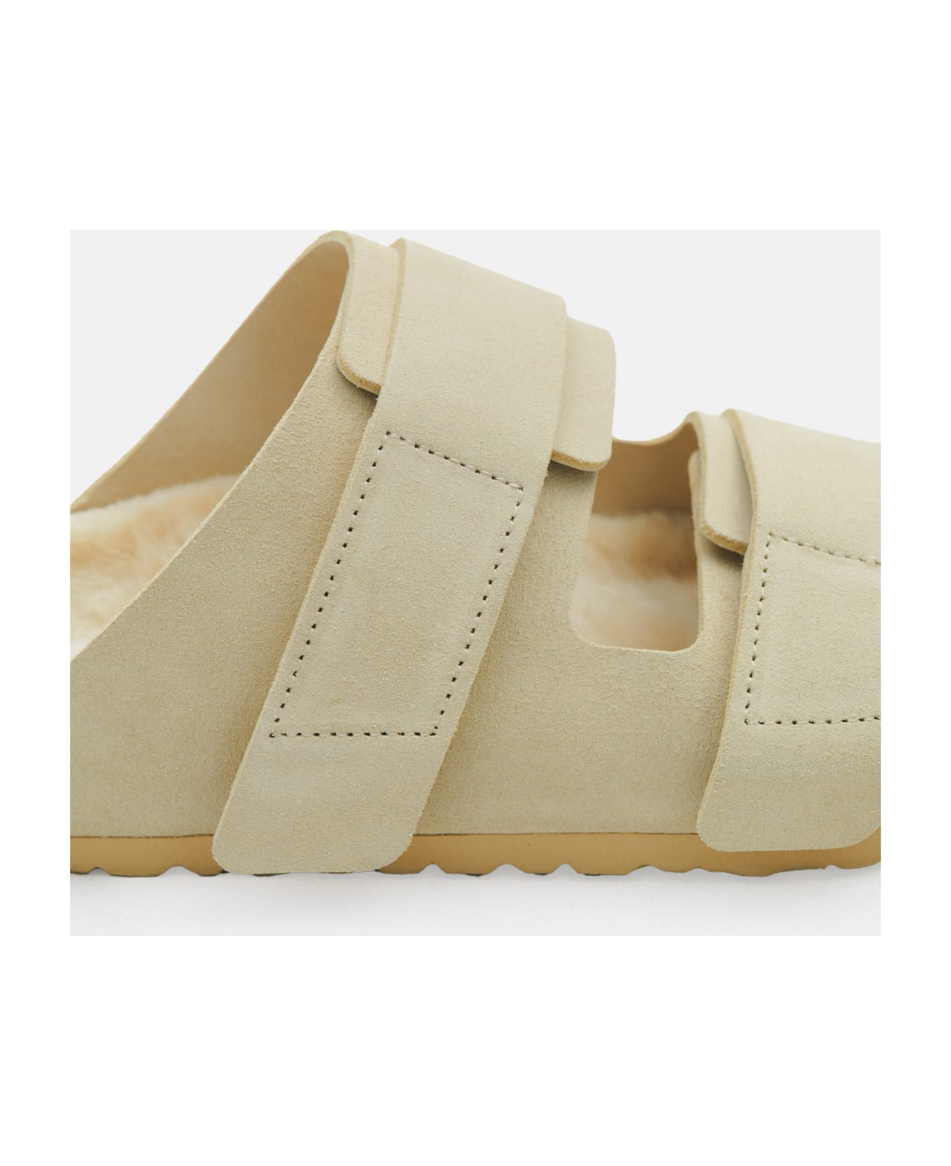 Birkenstock Uji Suede And Leather Slippers - STRAW