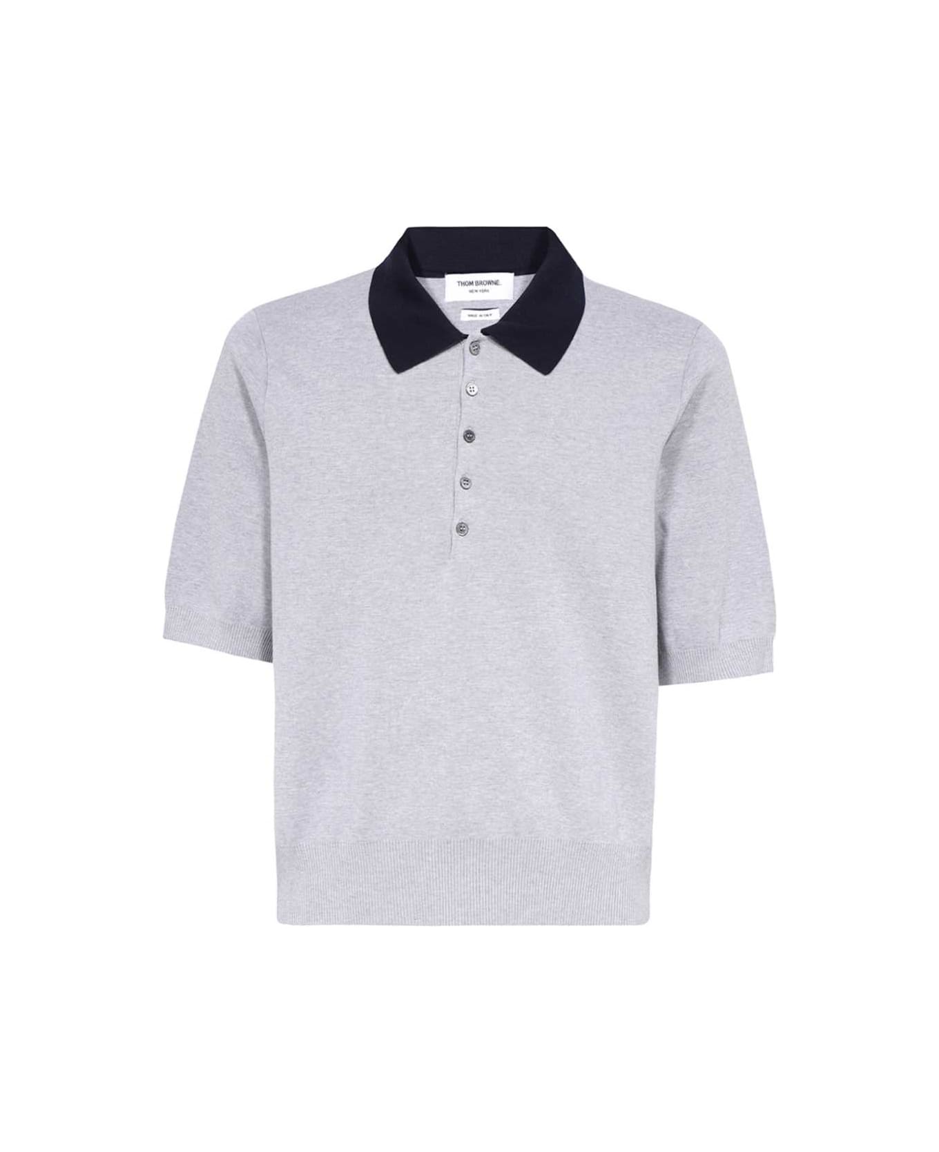 Thom Browne Knitted Cotton Polo Shirt - grey