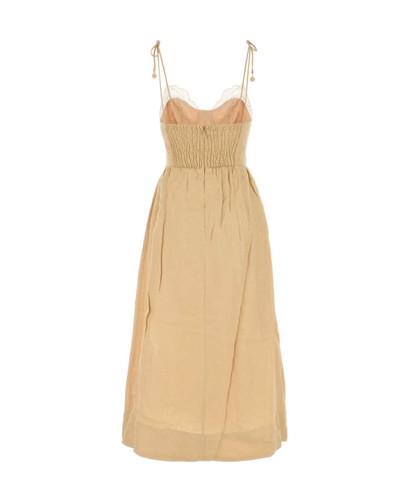 Farm Rio Pastel Orange Linen Dress - SAND
