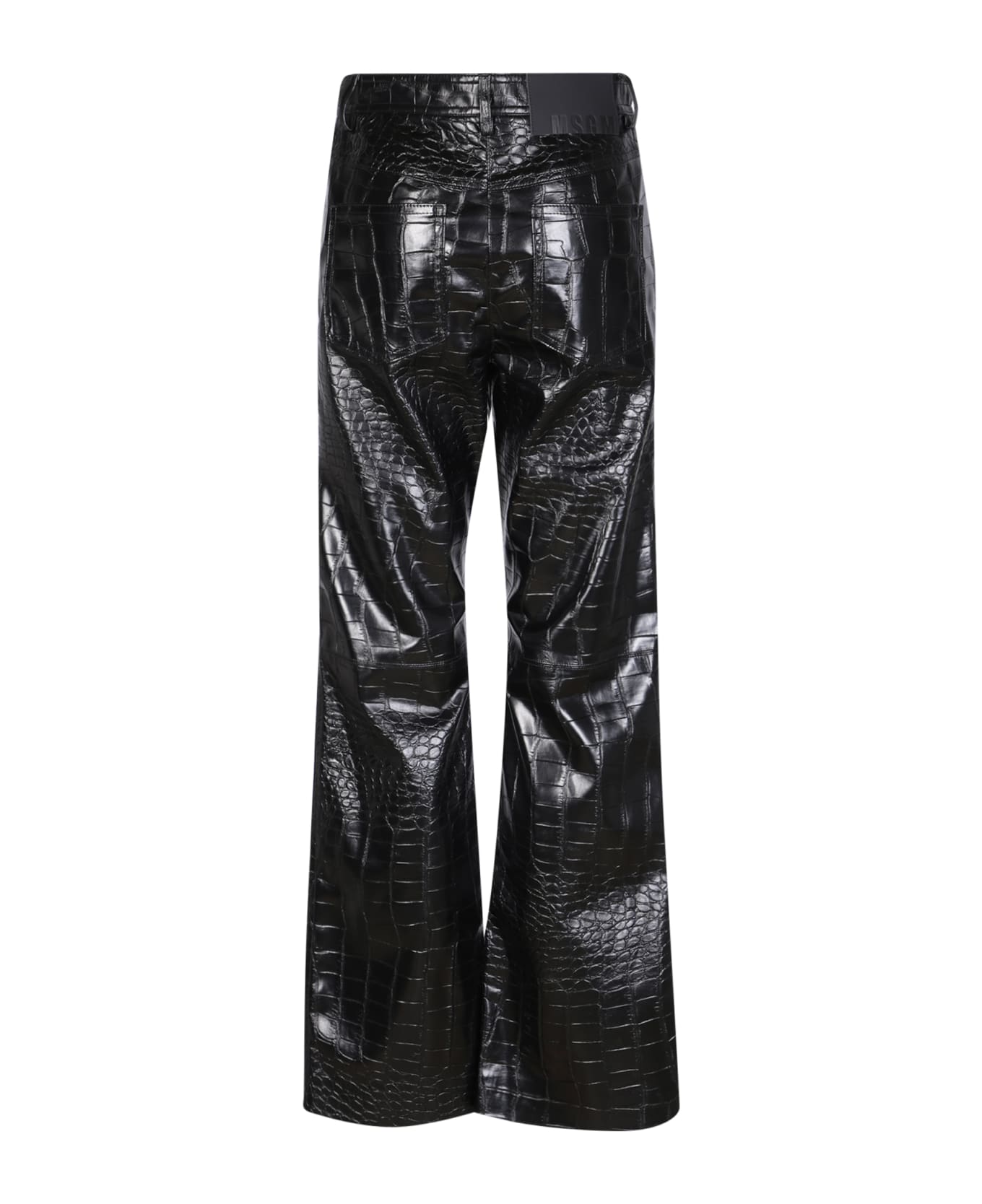 MSGM Crocodile Print Black Trousers - Black