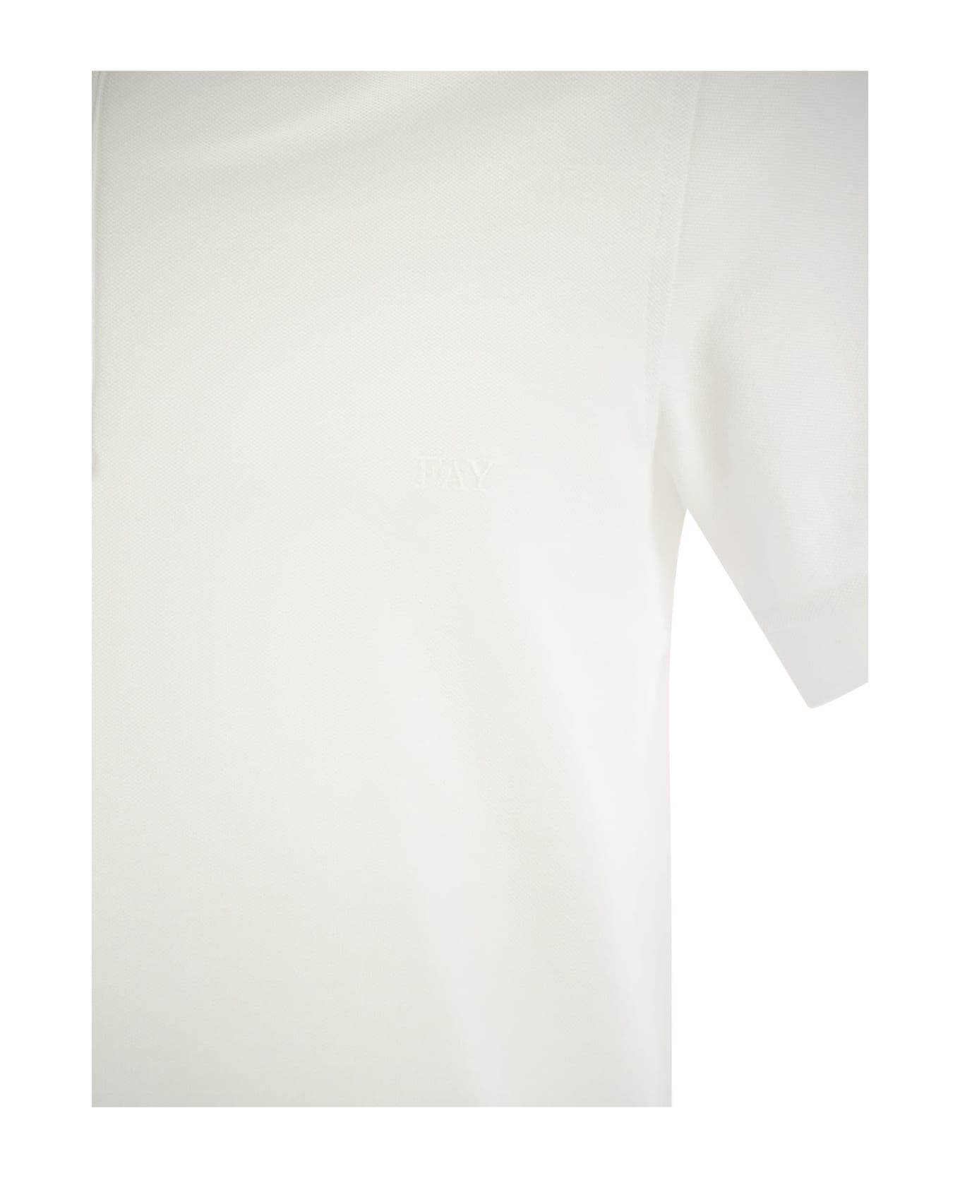Fay Stretch Cotton Polo Shirt - White