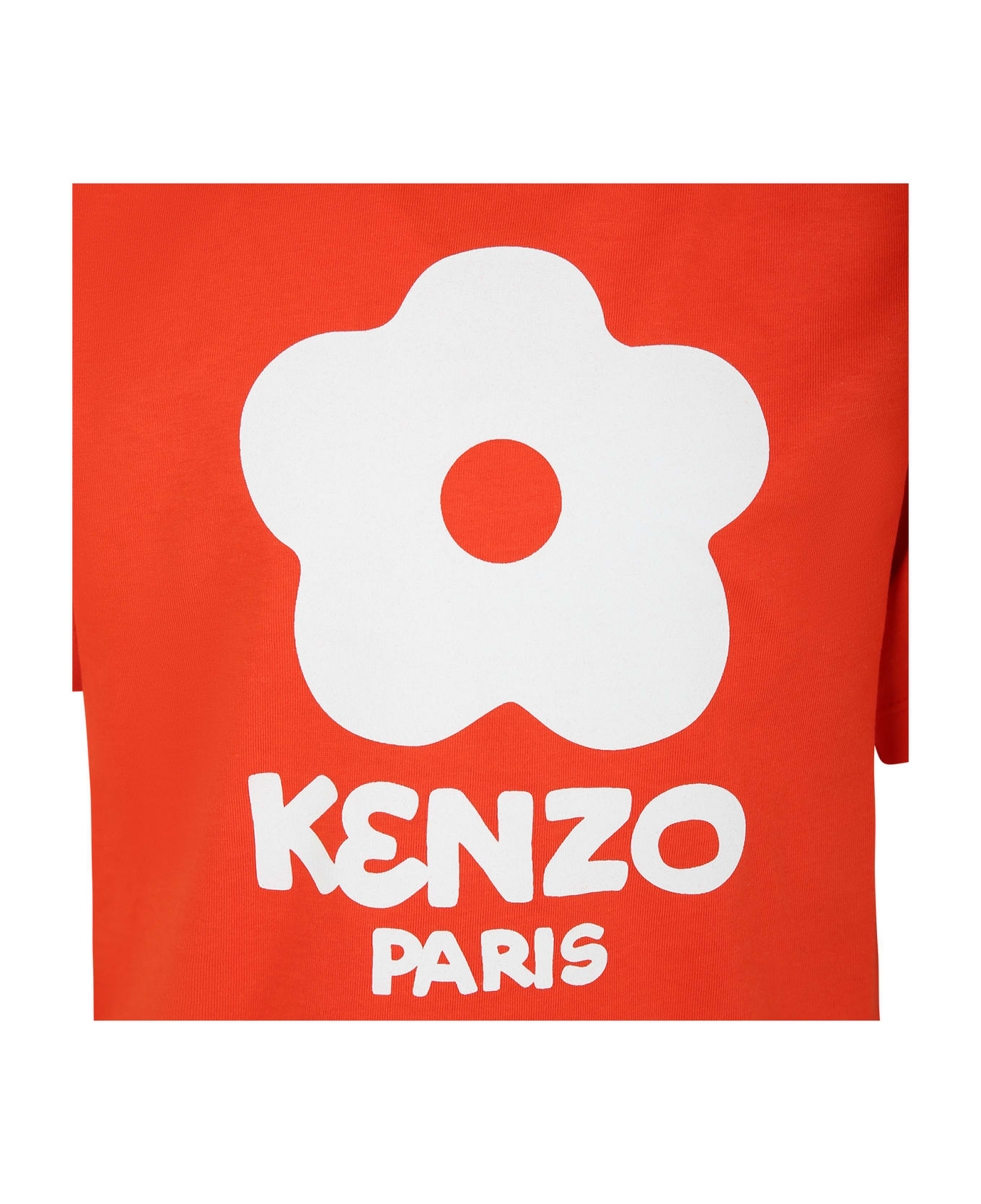 Kenzo Kids Red T-shirt For Girl With Flower - Red