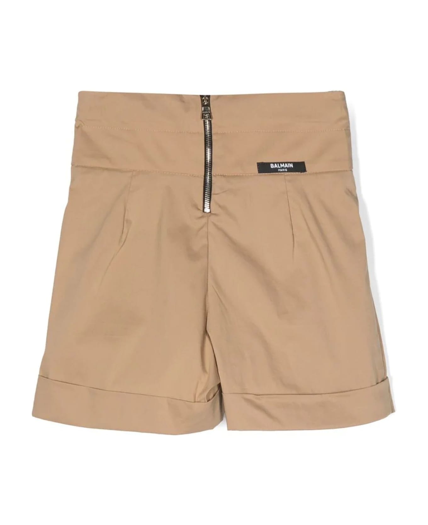 Balmain Brown Cotton Shorts - Beige ボトムス