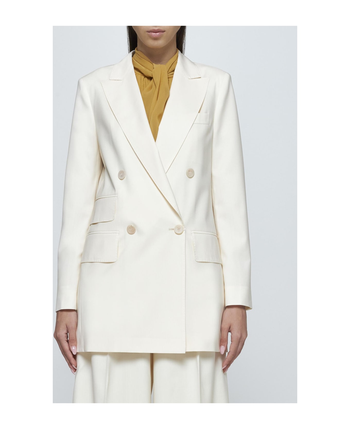 Max Mara Elegia Double-breasted Wool Blazer - Cream