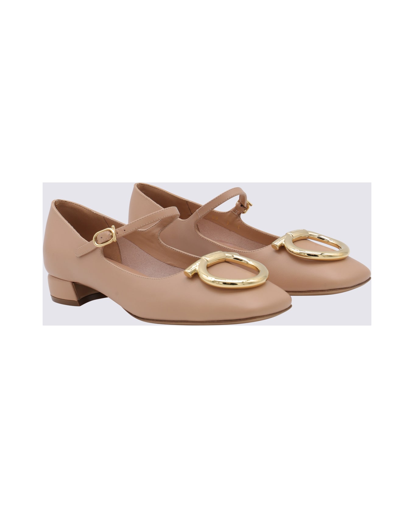 Ferragamo Beige Leather Marry Pumps - AMARETTI