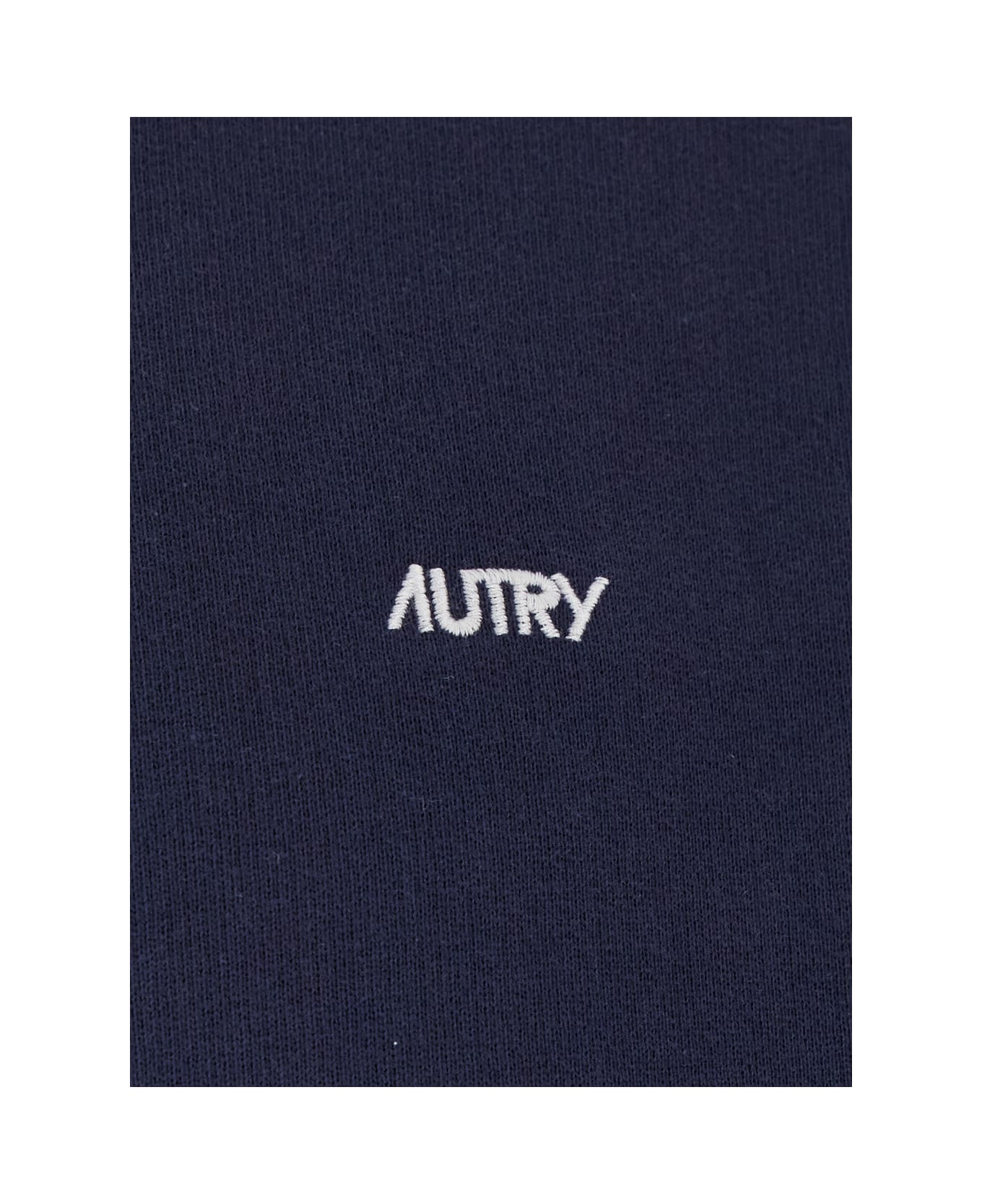 Autry Blue Crewneck Sweater With Logo Embroidered On The Front In Cotton Man - Jersey Blue
