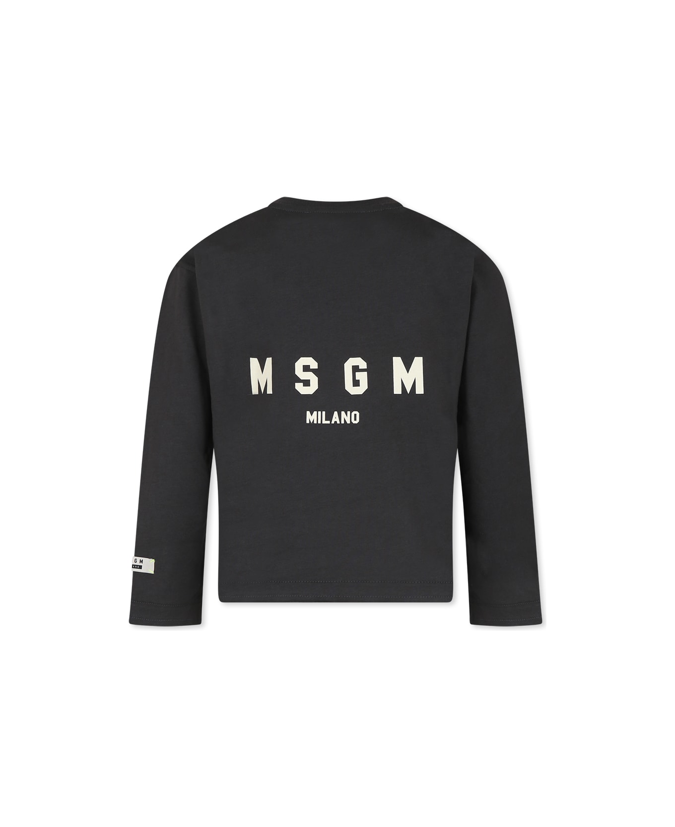 MSGM Black T-shirt For Kids With Logo - Black