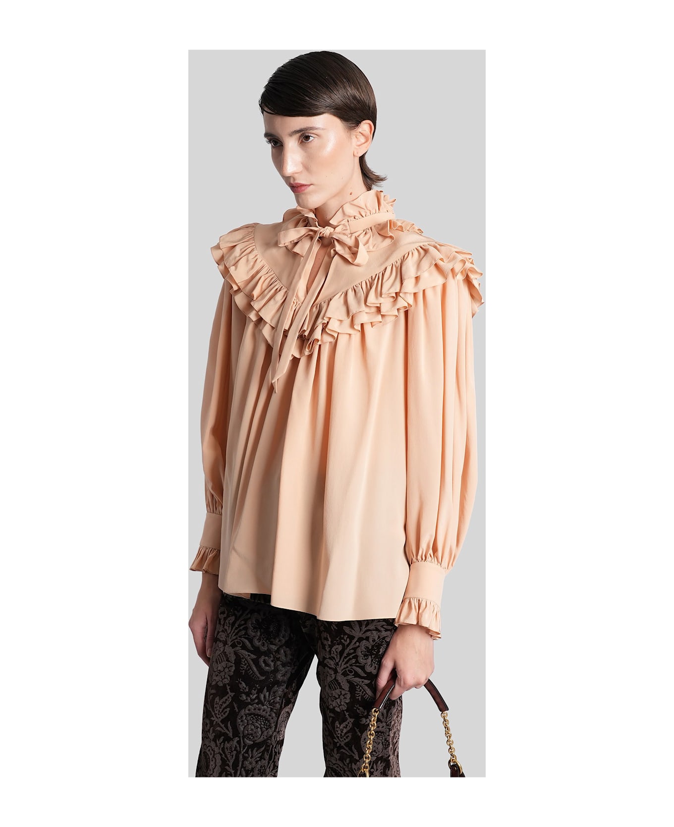 Chloé Blouse In Rose-pink Silk - rose-pink