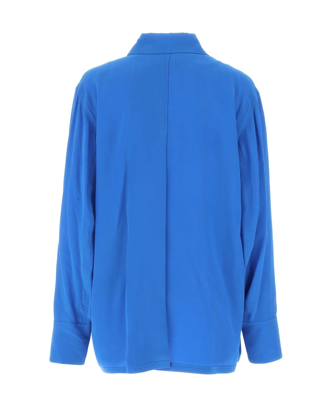 Quira Blue Crepe Shirt - Q0065 シャツ
