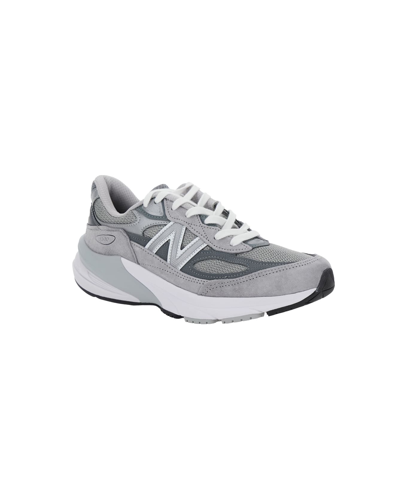 New Balance Grey Low Top Sneakers With Logo Detail In Suede And Tech Fabric Woman - Grey