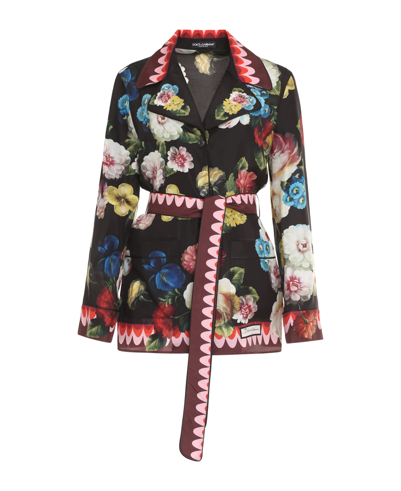 Dolce & Gabbana Printed Silk Pajama Blouse - Fiore nottur.c/greca