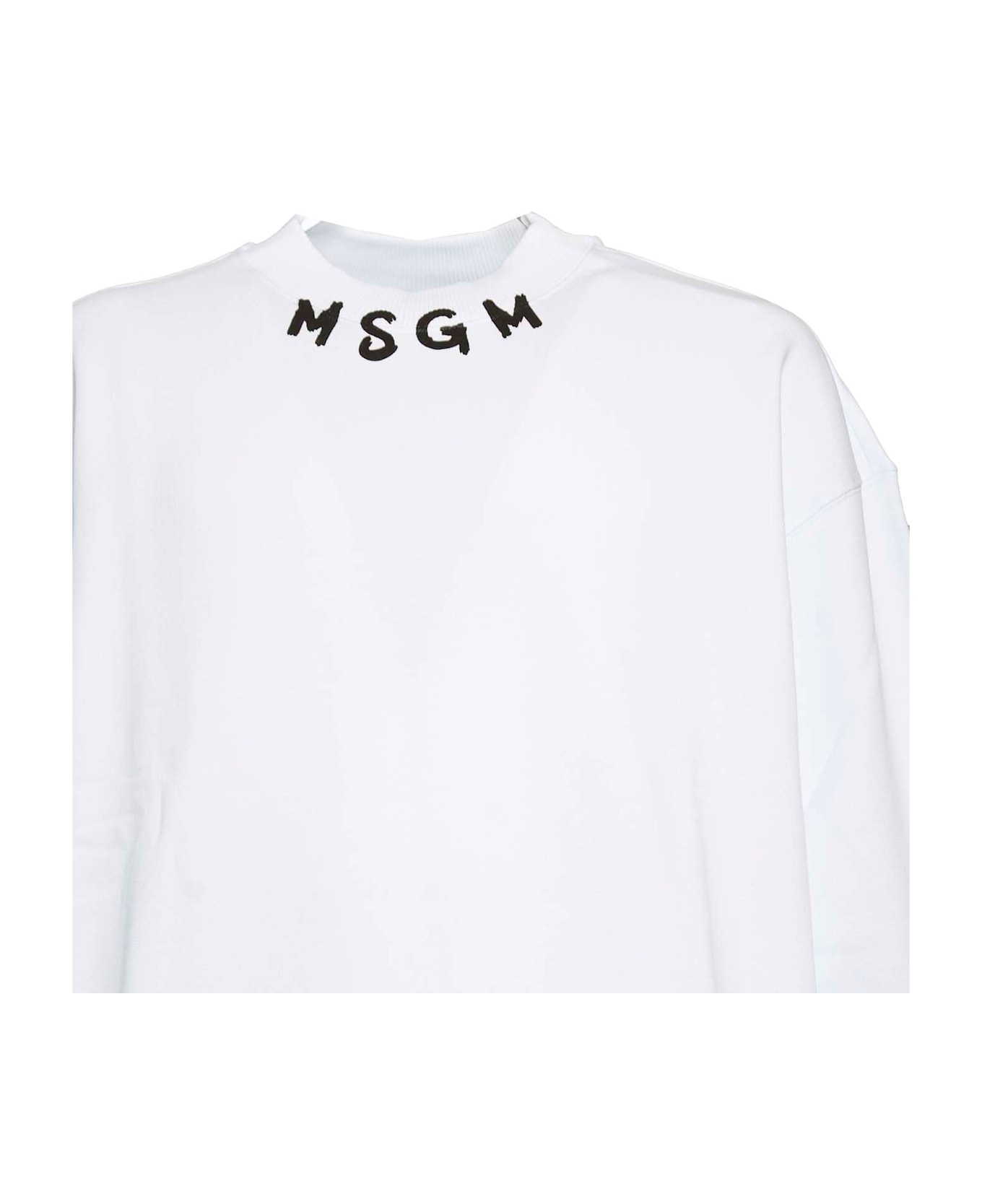 MSGM Logo Printed Crewneck Sweatshirt - Bianco