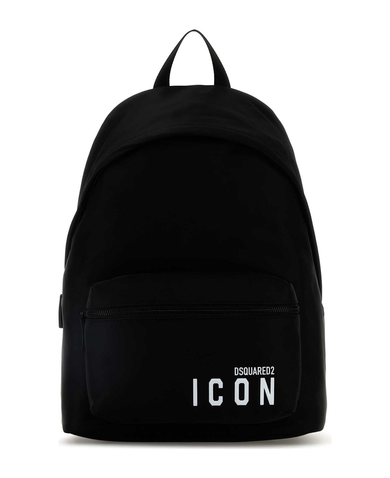 Dsquared2 Black Fabric Be Icon Backpack - BLACKWHITE