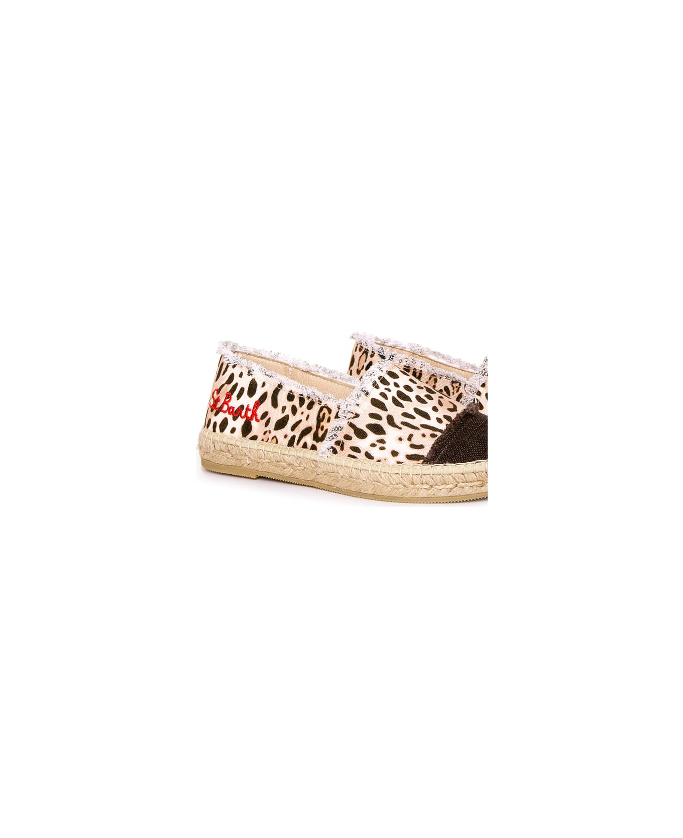 MC2 Saint Barth Animalier Print Canvas Espadrillas With Embroidery - BROWN