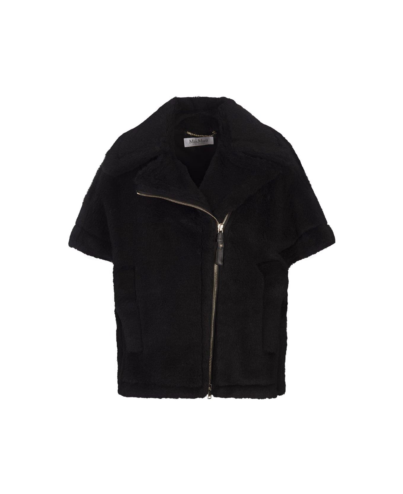 Max Mara Zip-up Short-sleeved Coat - Black