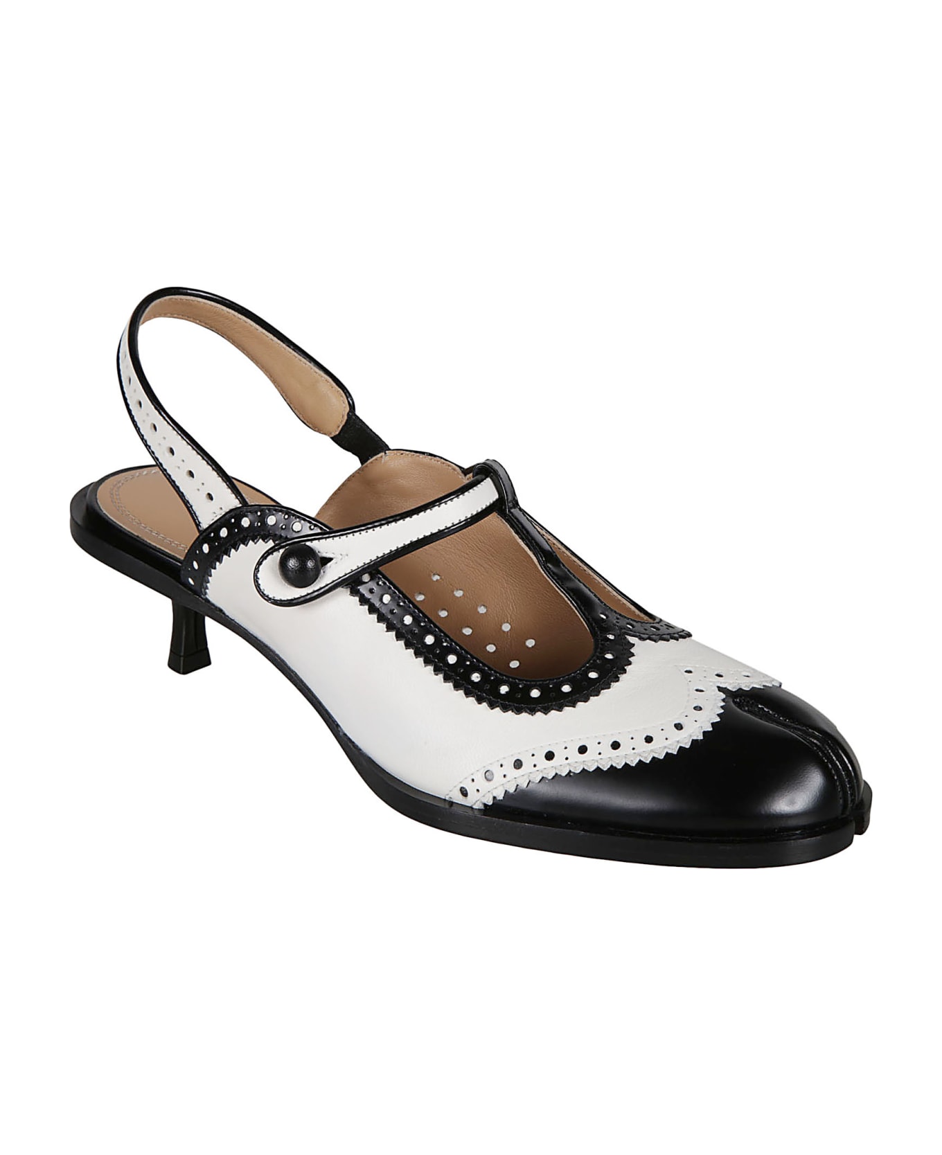 Maison Margiela Bacl Strap Cleft Toe Sandals - white/black