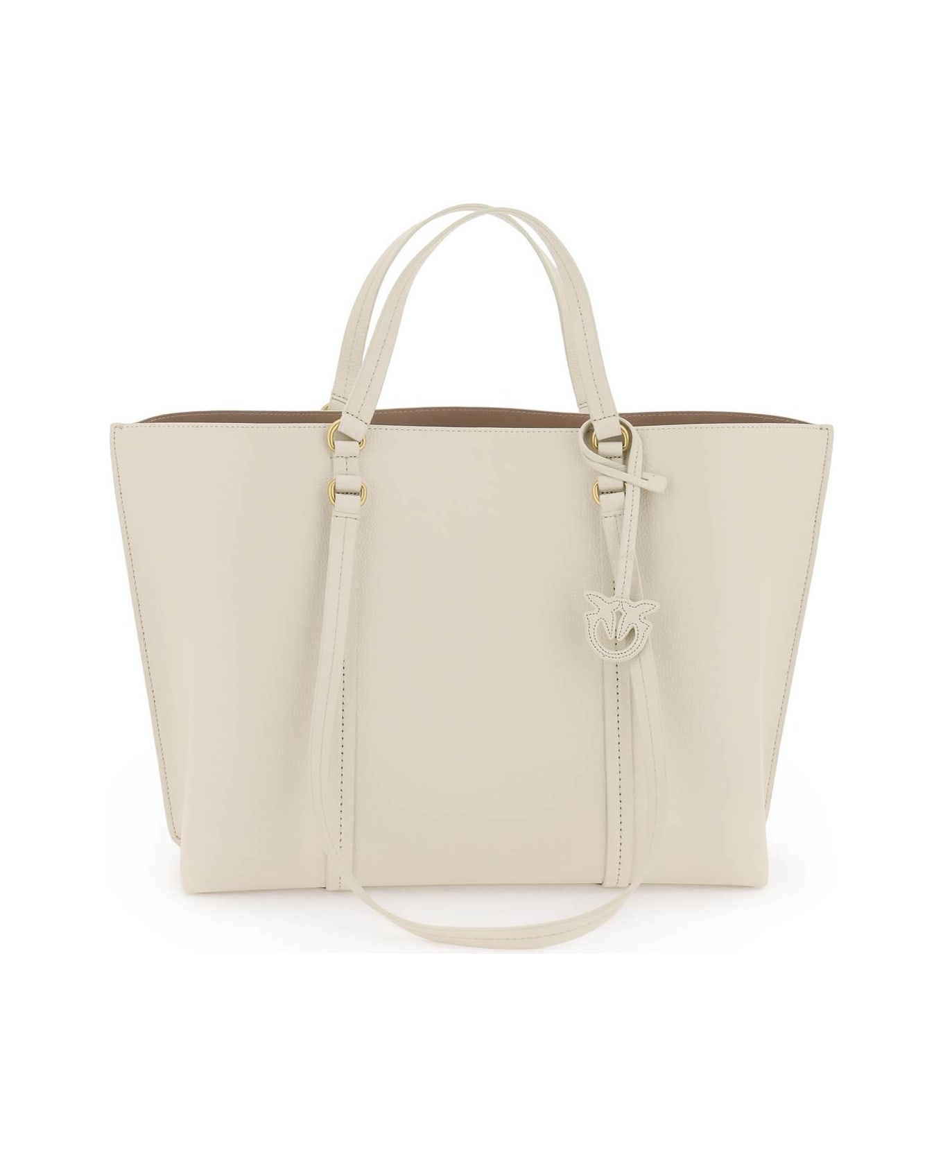Pinko Shopper Bag - BIANCO SETA ANTIQUE GOLD (White) トートバッグ