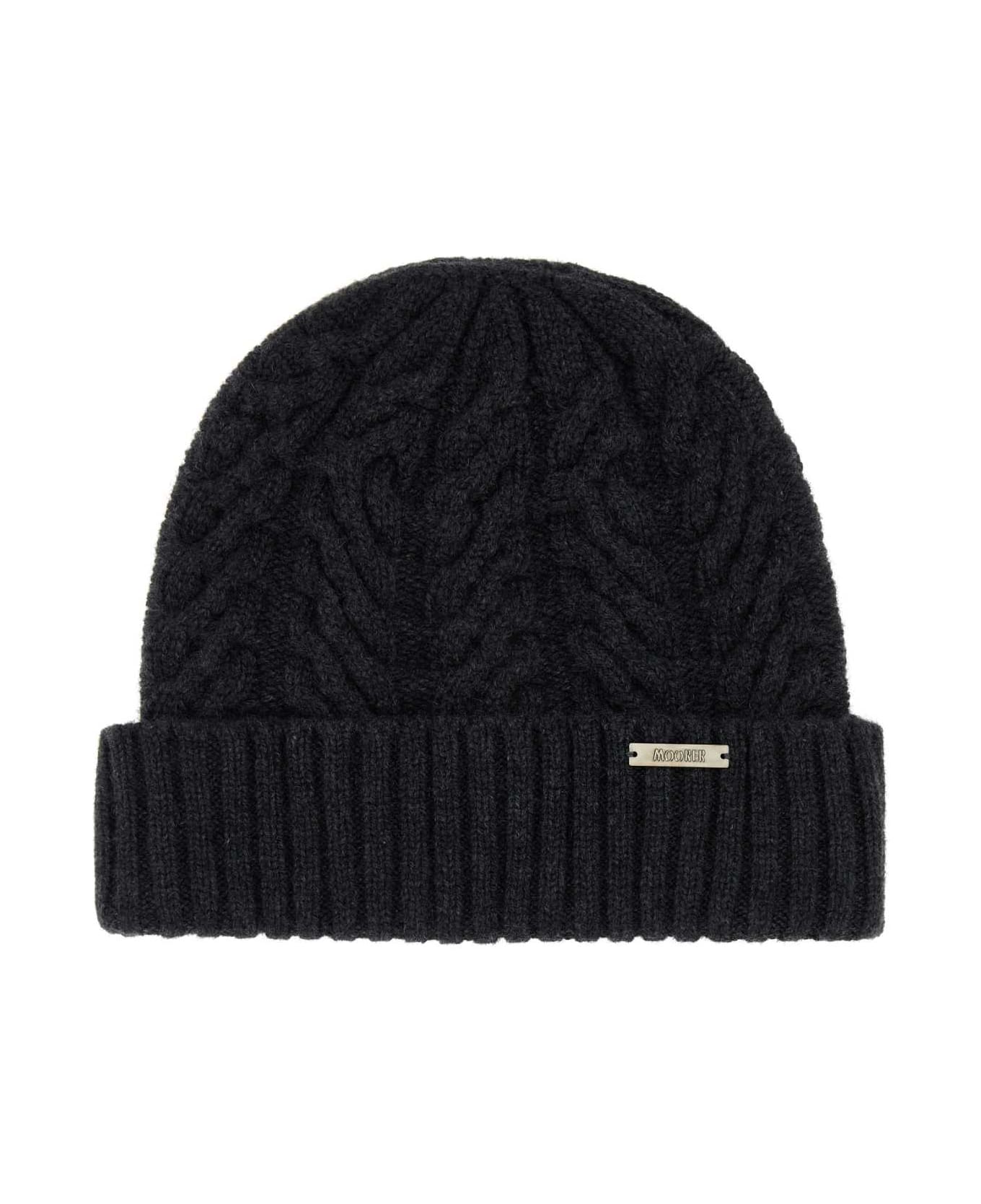 Moorer Charcoal Cashmere Beanie Hat - CARBON