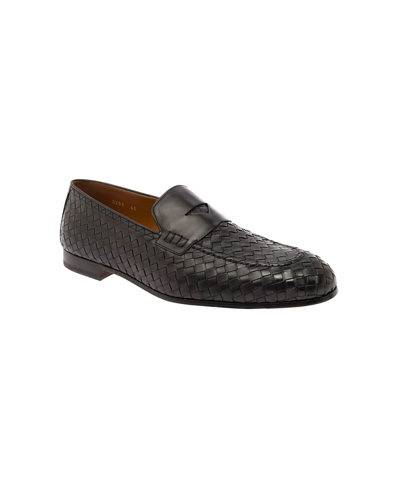Doucal's Black Pull On Loafers In Woven Leather Man - Black