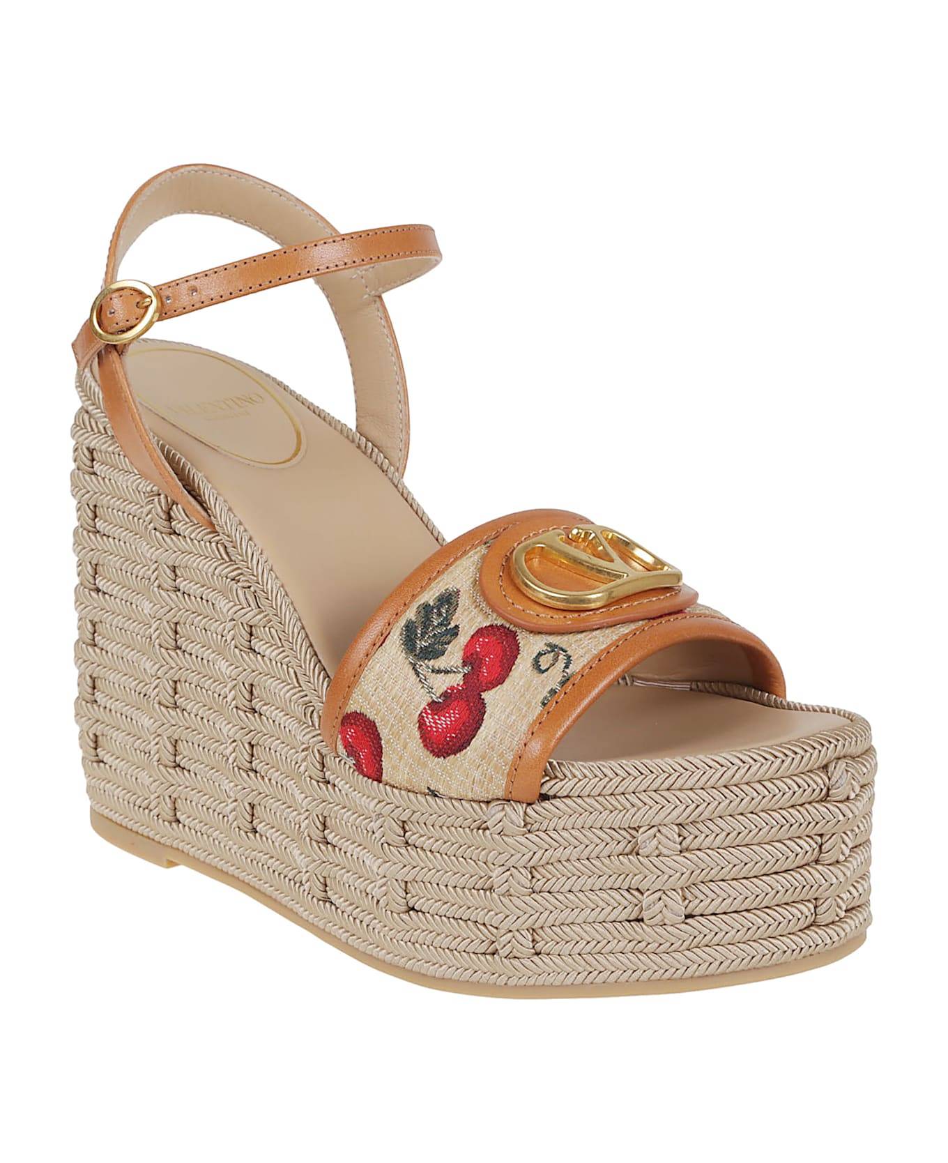 Valentino Garavani Wedge Espadrillas Vlogo Signature T. 45/120 - NEUTRALS/BROWN