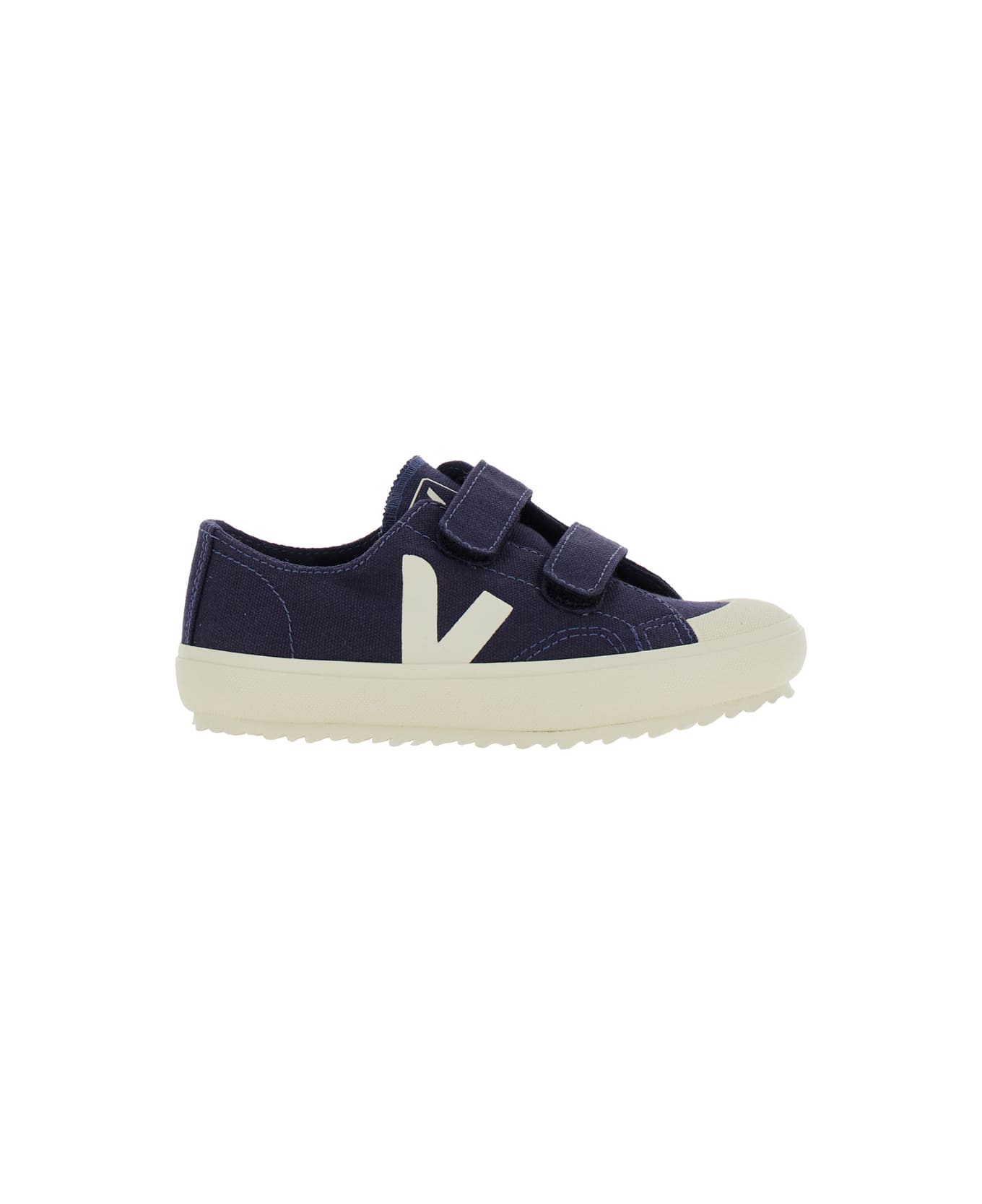 Veja Blue Low Top Sneakers With Velcro Straps In Canvas Boy - Blu