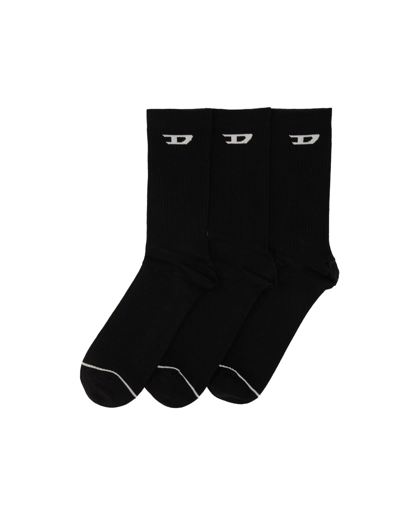 Diesel Set Of Three Socks - BLACK