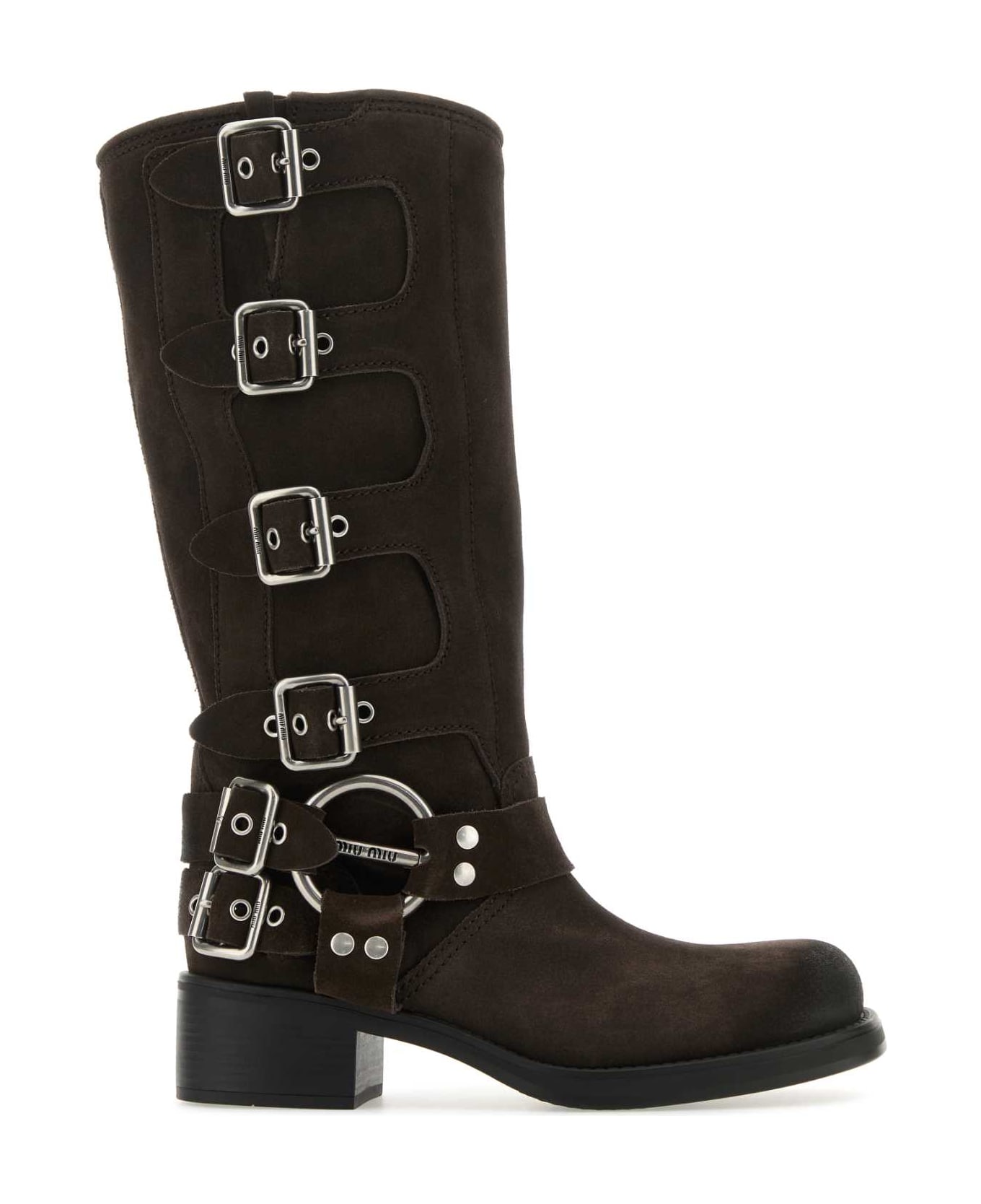 Miu Miu Dark Brown Suede Boots - MORO