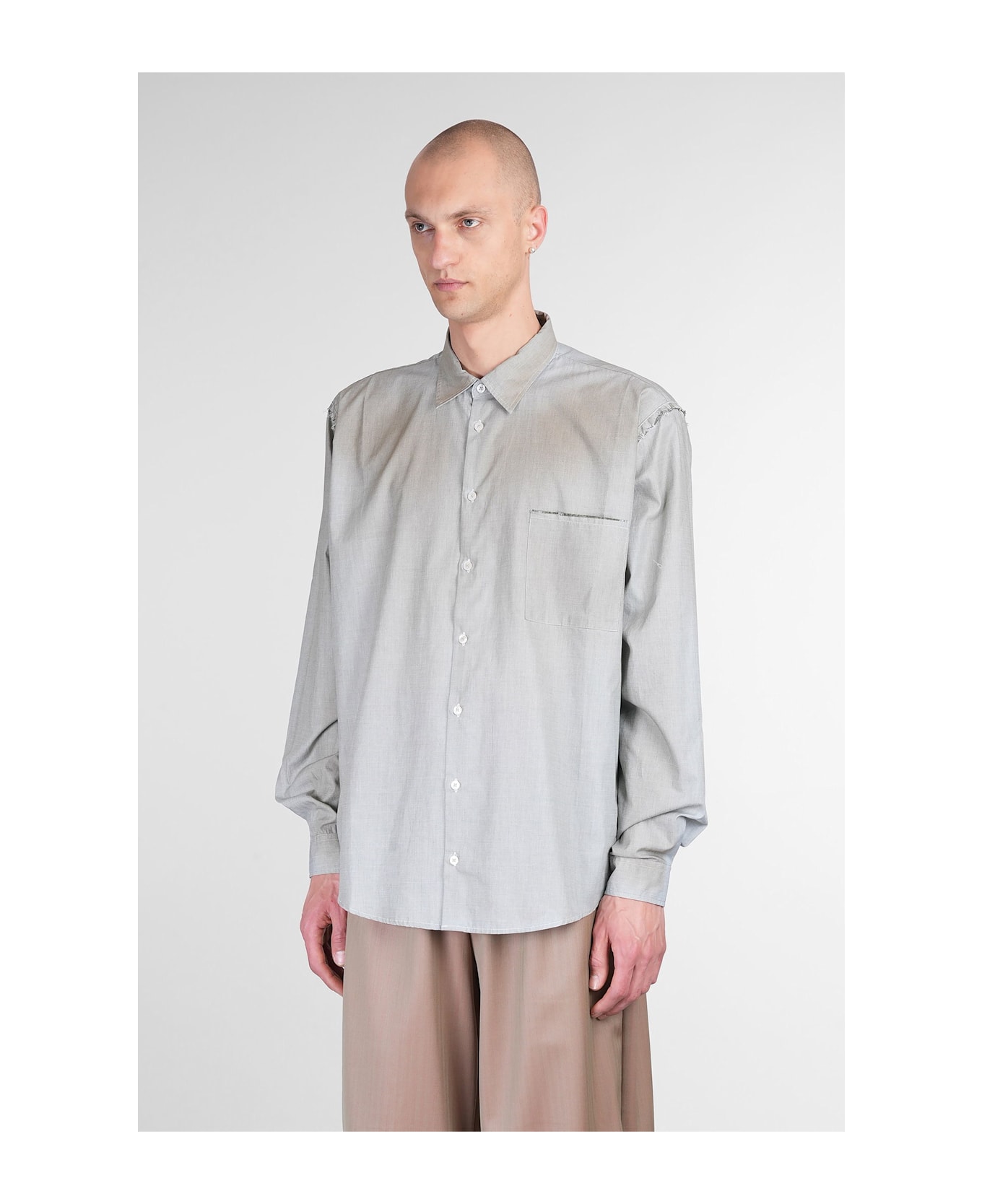 Paura Erzin Shirt In Grey Cotton - grey