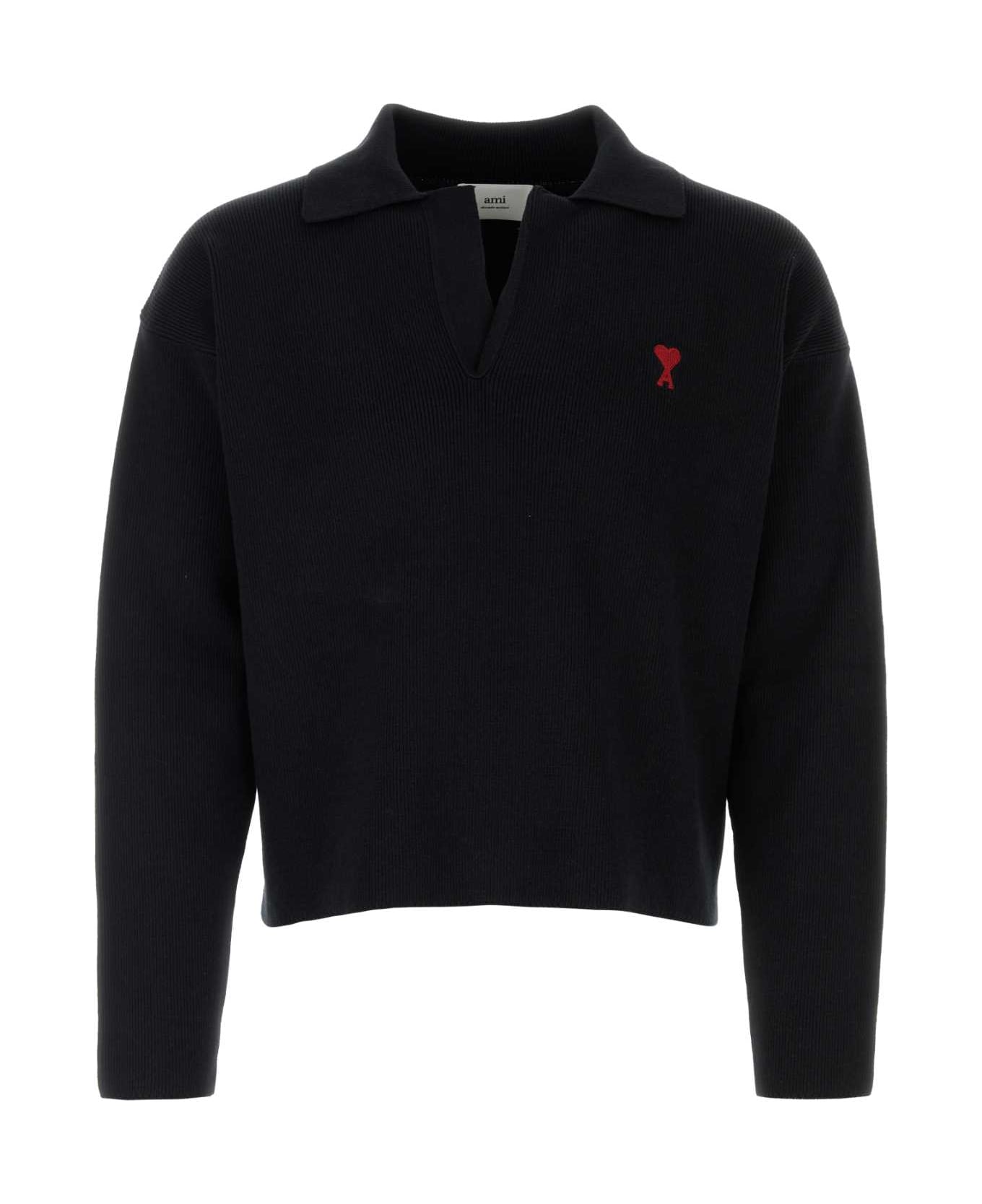 Ami Alexandre Mattiussi Black Stretch Wool Blend Sweater - BLACK name:472