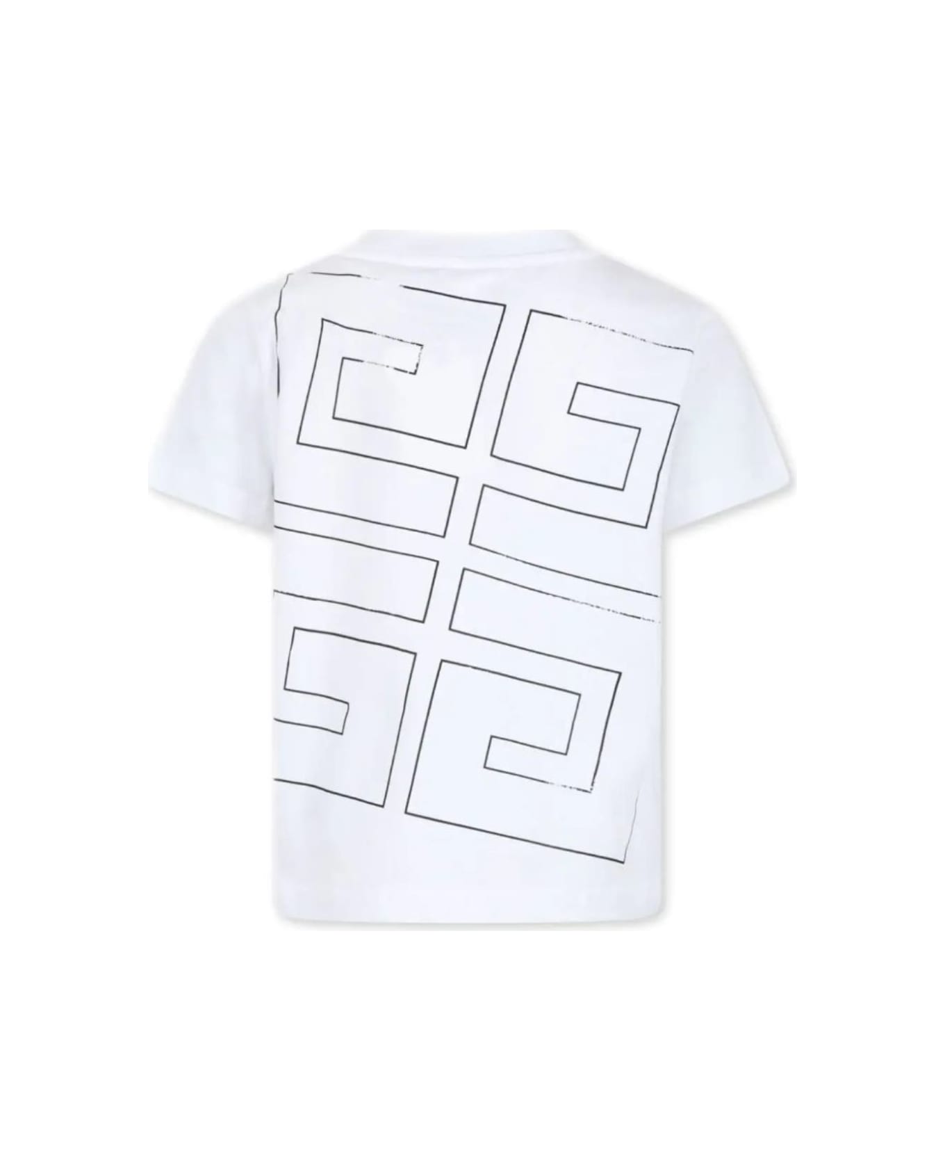 Givenchy White Crewneck T-shirt With 4g Logo Print In Cotton Boy - White