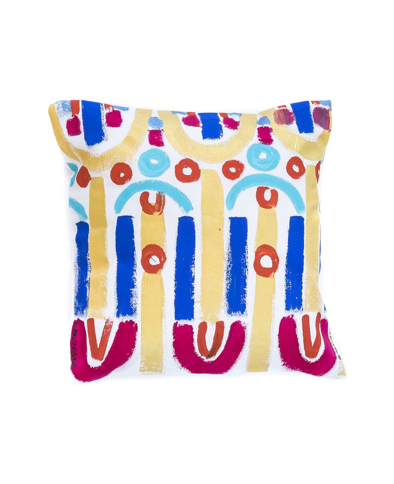 Le Botteghe su Gologone Cotton Hand Painted Indoor Cushion 60x60 cm - White
