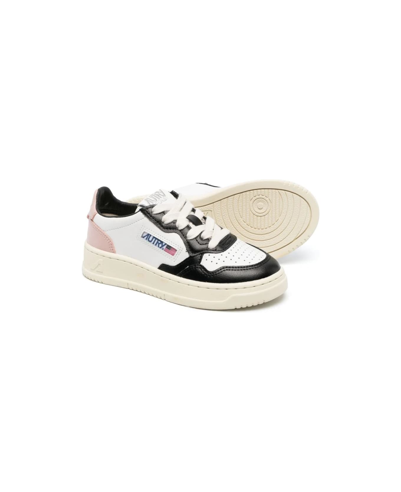 Autry White, Pink And Black Medalist Low Sneakers - Bianco