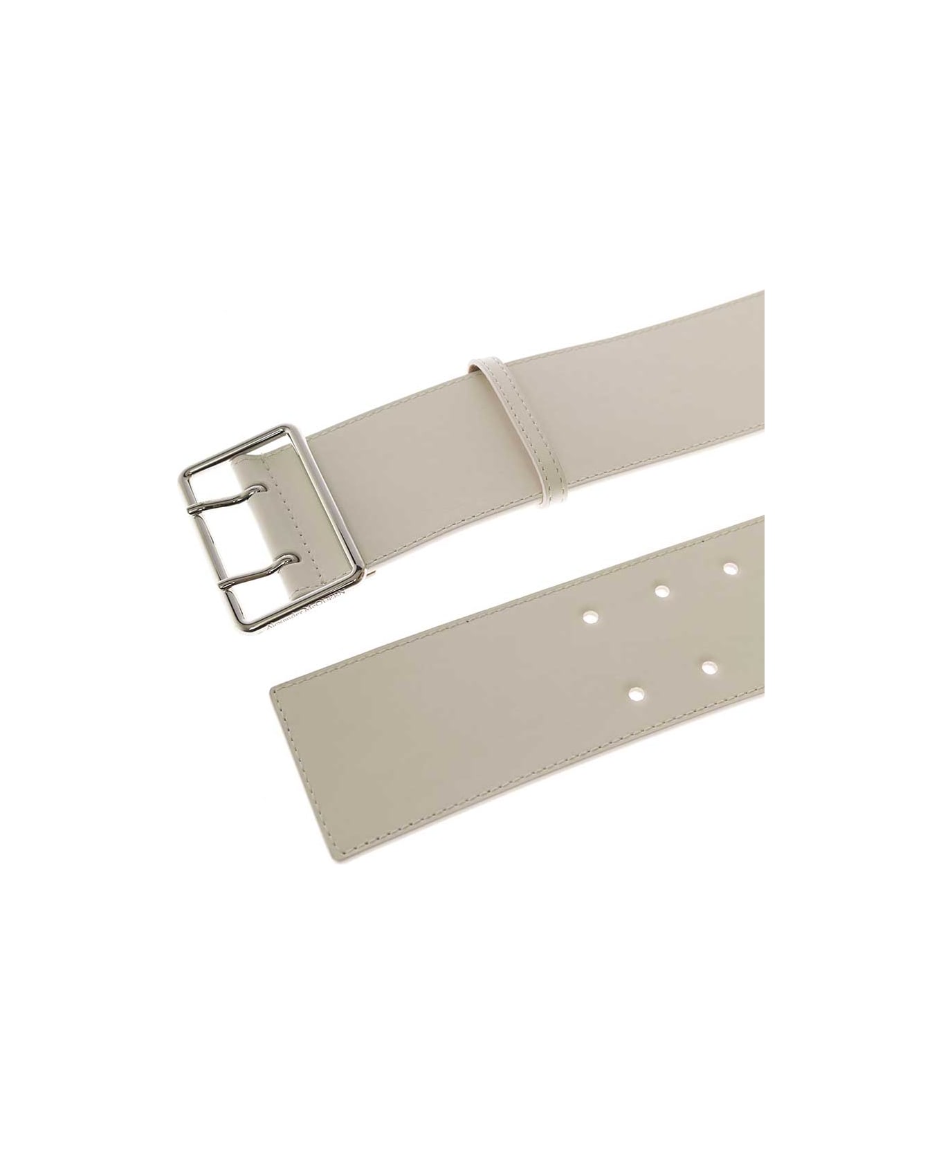 Alexander McQueen White Leather Belt - White
