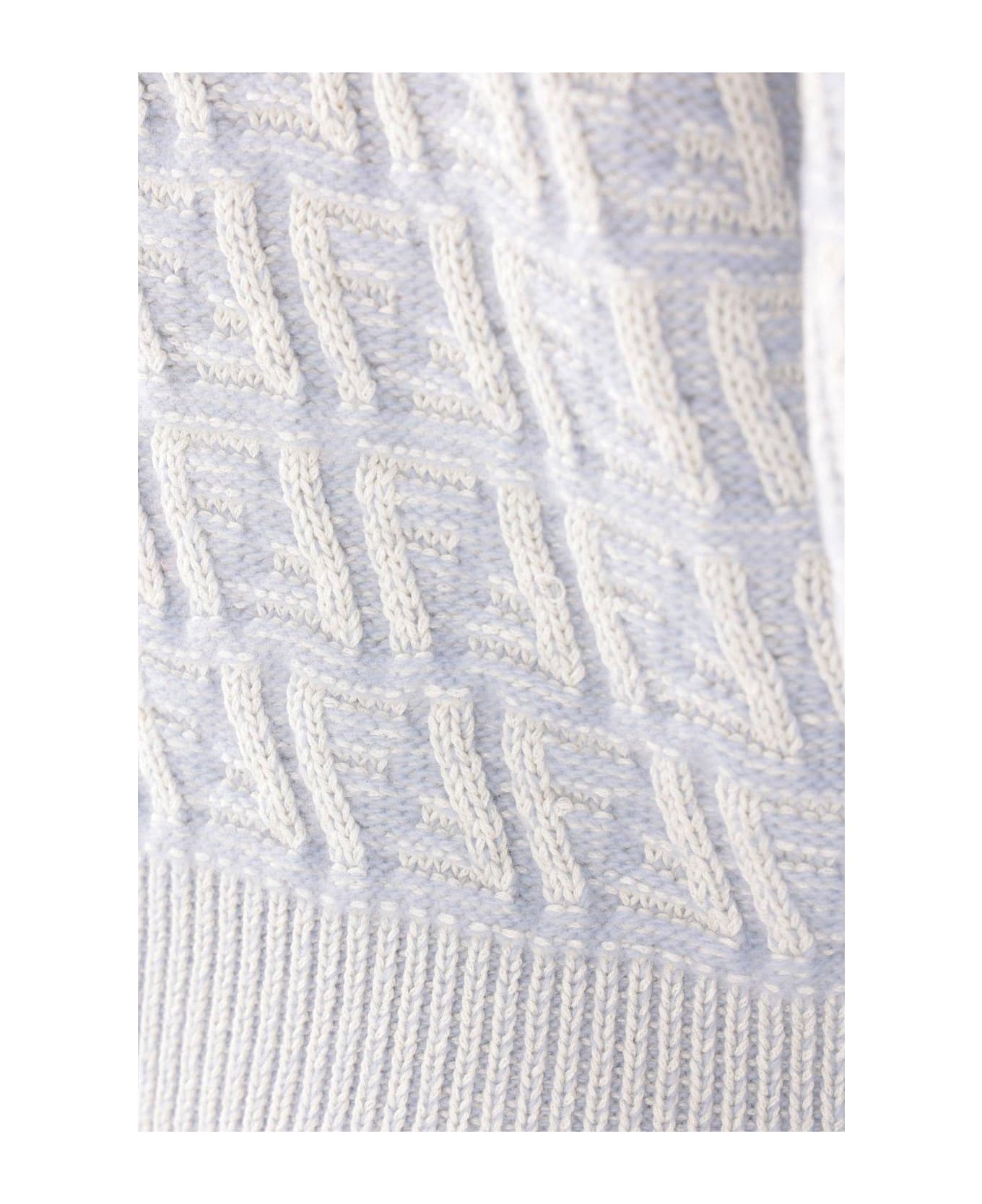Fendi Monogrammed Crewneck Knitted Jumper - Clear Blue