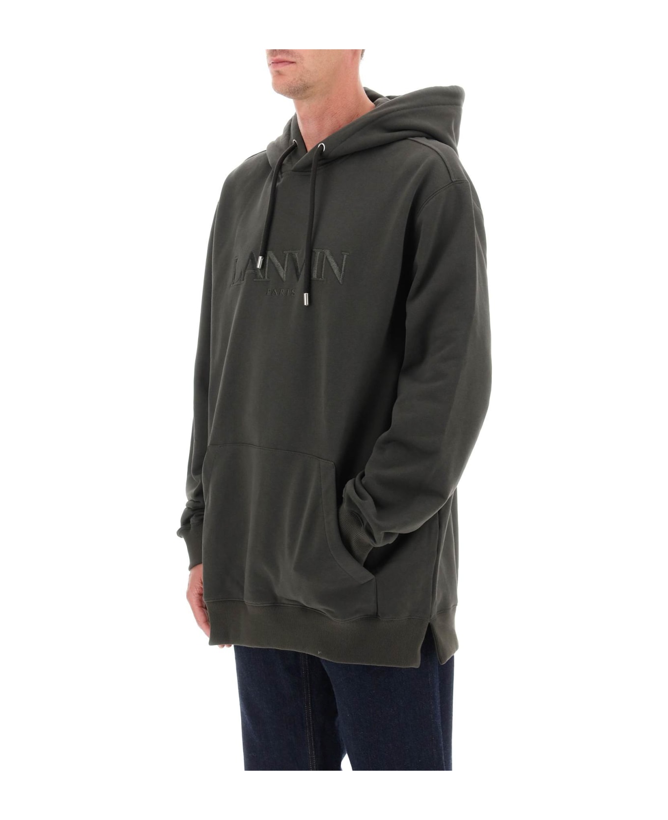 Lanvin Hoodie With Curb Embroidery - GREY フリース