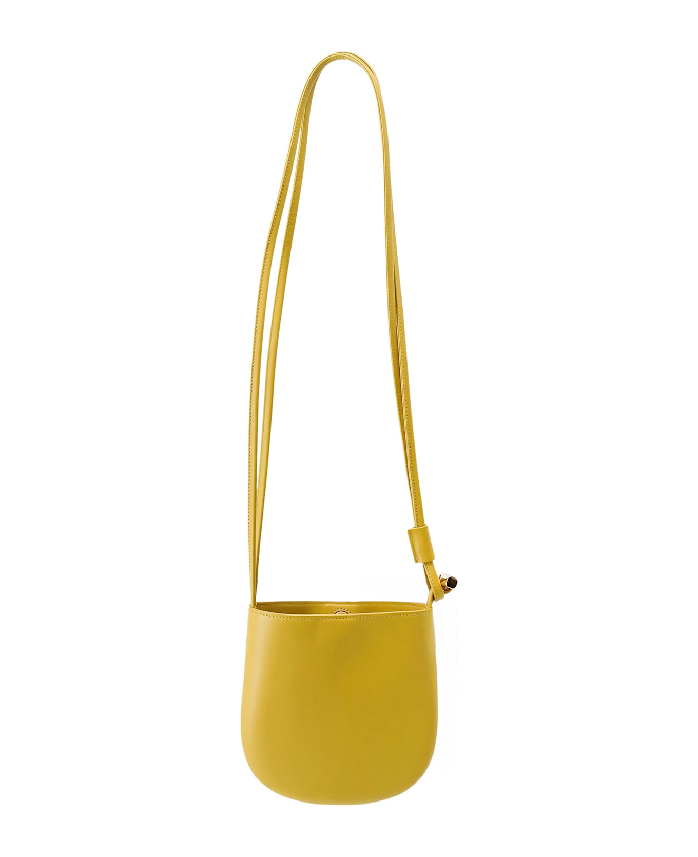 Longchamp Le Roseau Leather Shoulder Bag With Bamboo Detail - Yellow