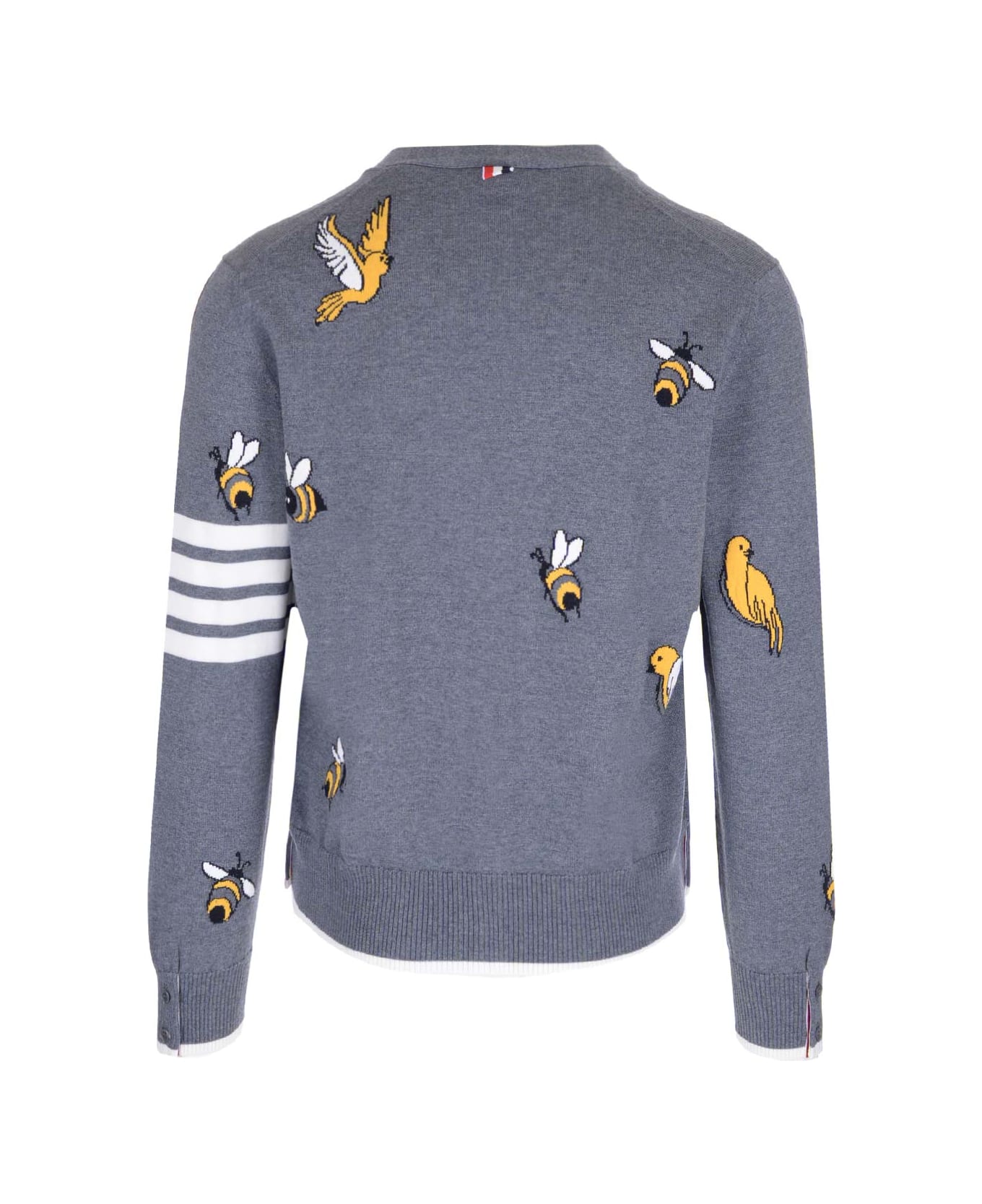 Thom Browne Cardigan With Birds And Bees - Grey