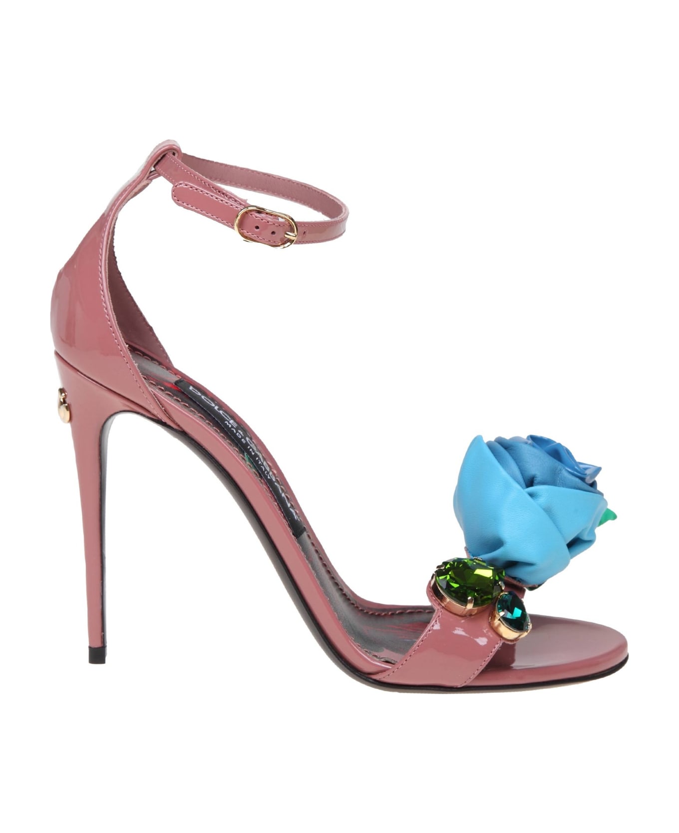 Dolce & Gabbana Kiera Patent Sandal With Applied Flower - PINK