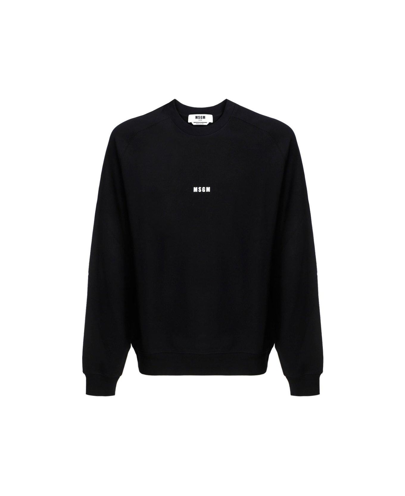 MSGM Logo Printed Crewneck Sweatshirt - Black