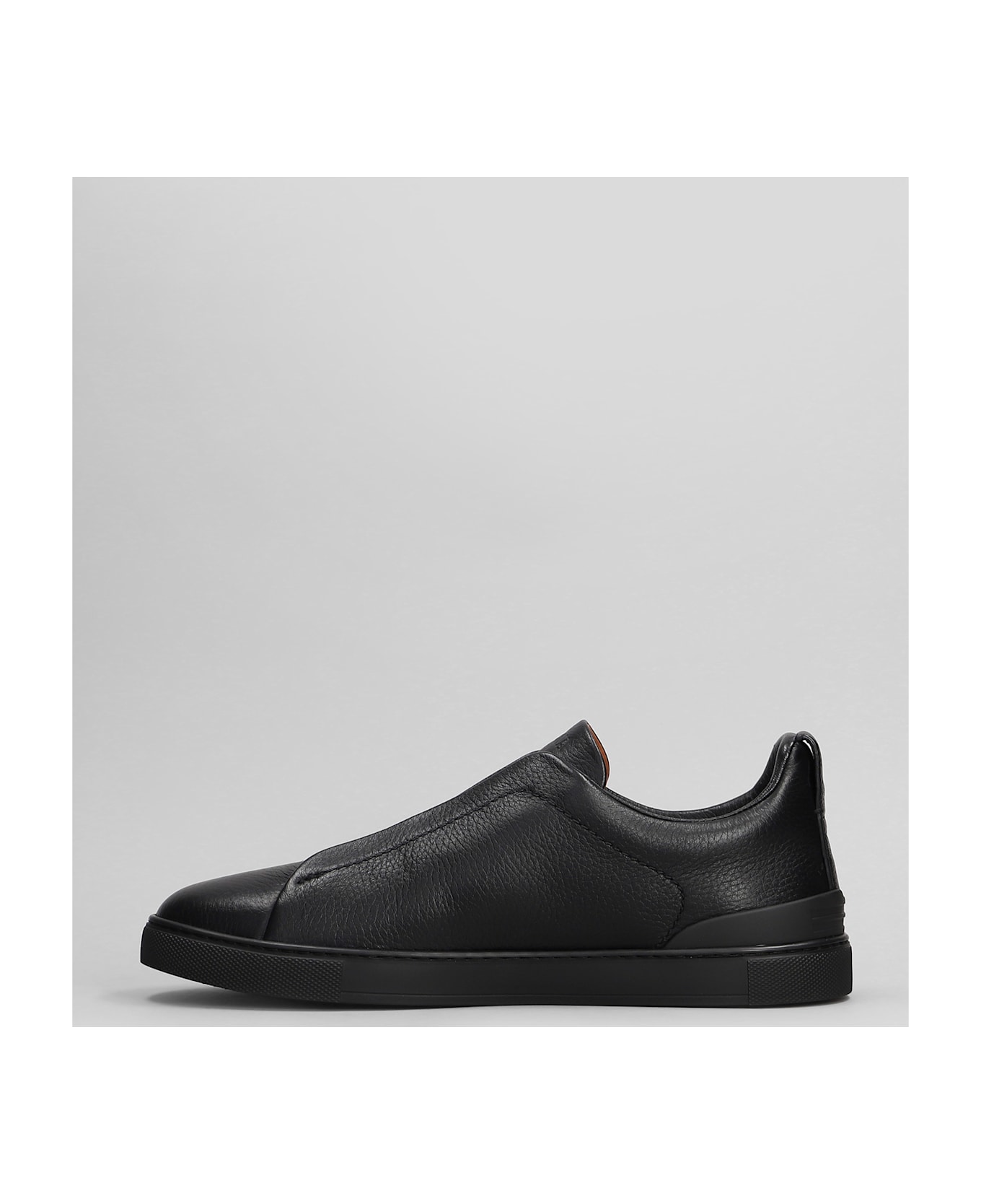 Zegna Triple Stich Sneakers In Black Leather - black