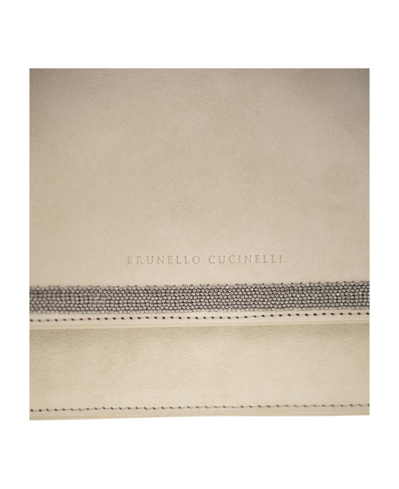 Brunello Cucinelli Suede Bag With Precious Contour - Ivory トートバッグ