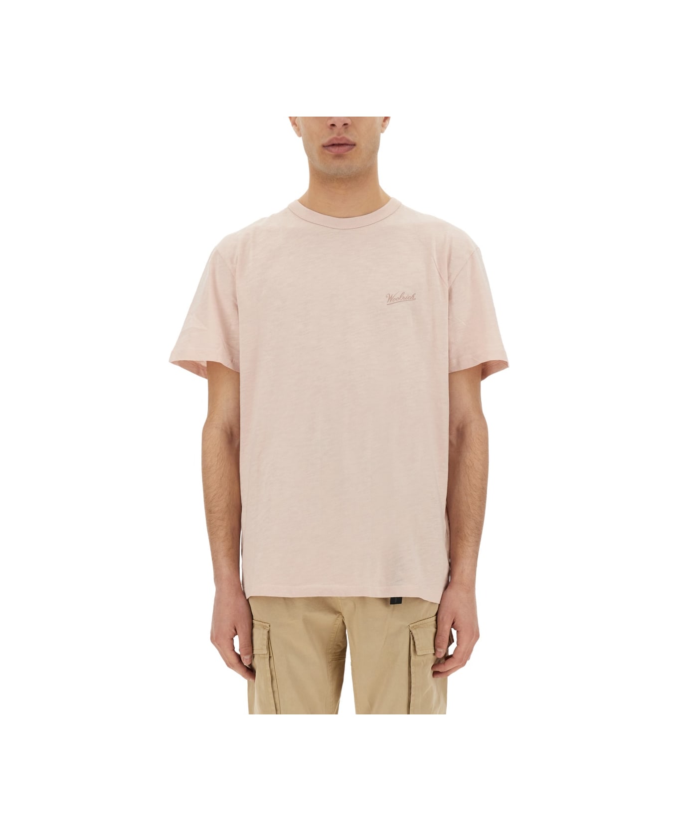 Woolrich Flamed Cotton T-shirt - PINK