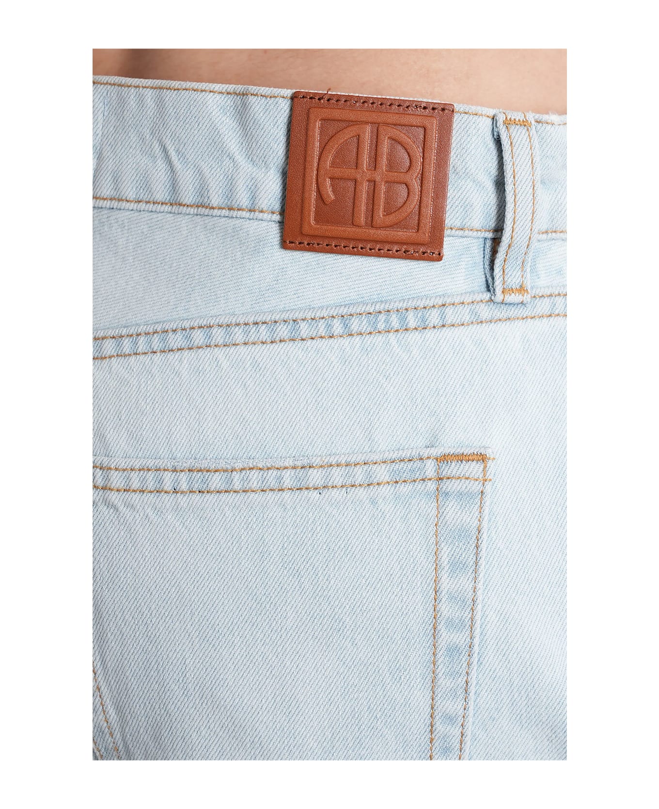 Anine Bing Manon Jeans In Cyan Cotton - cyan