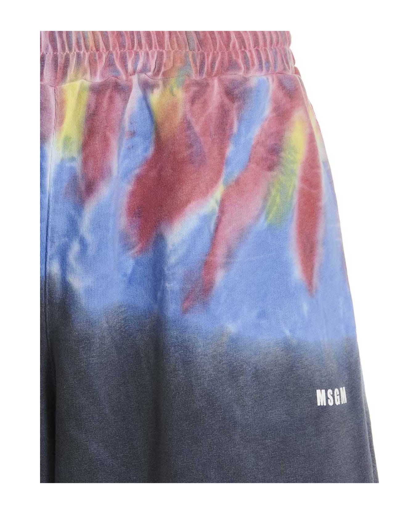 MSGM Logo Print Tie Dye Bermuda Shorts By Burro Studio - Multicolor