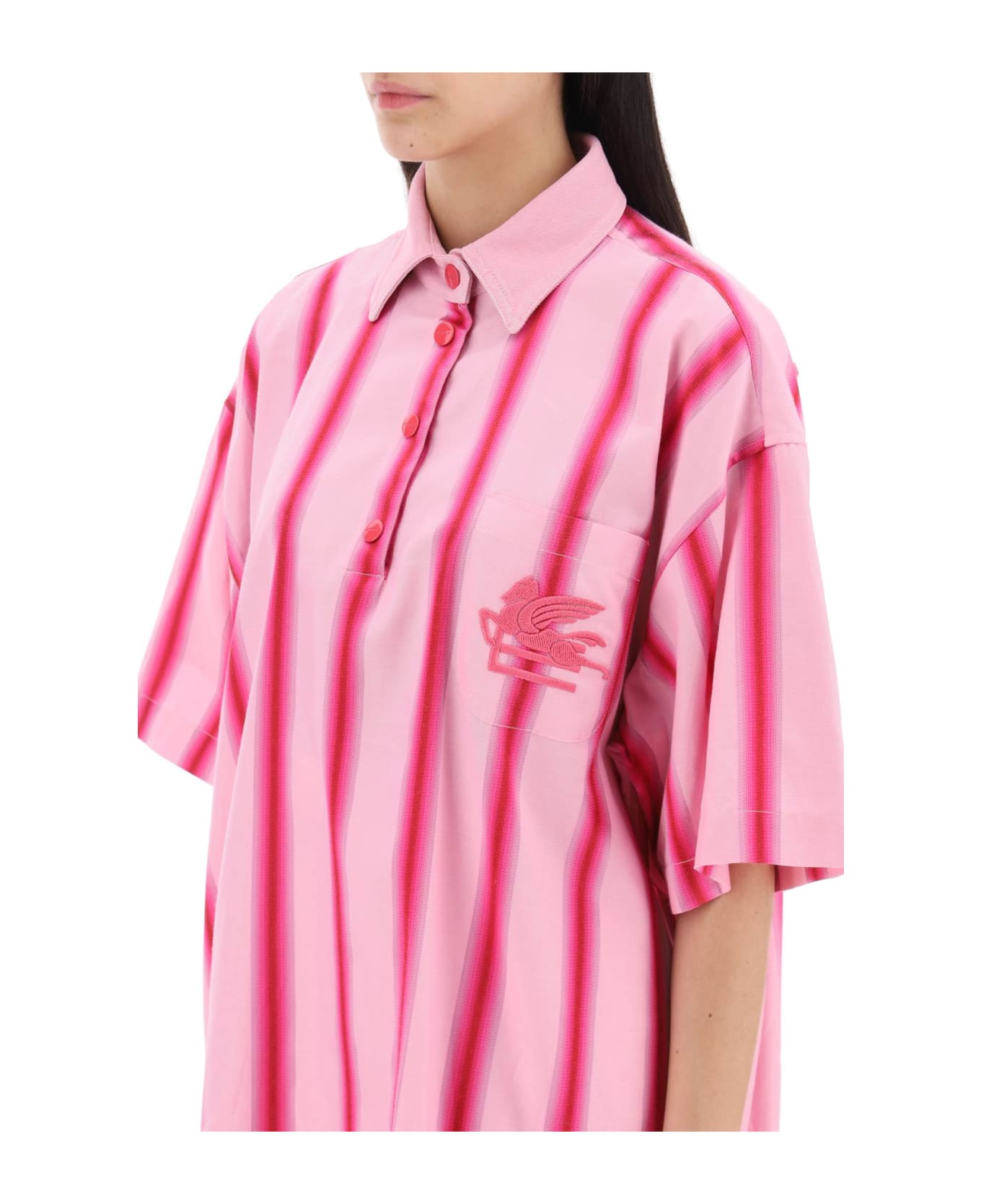 Etro Striped Mini Shirt Dress - PINK (Pink)
