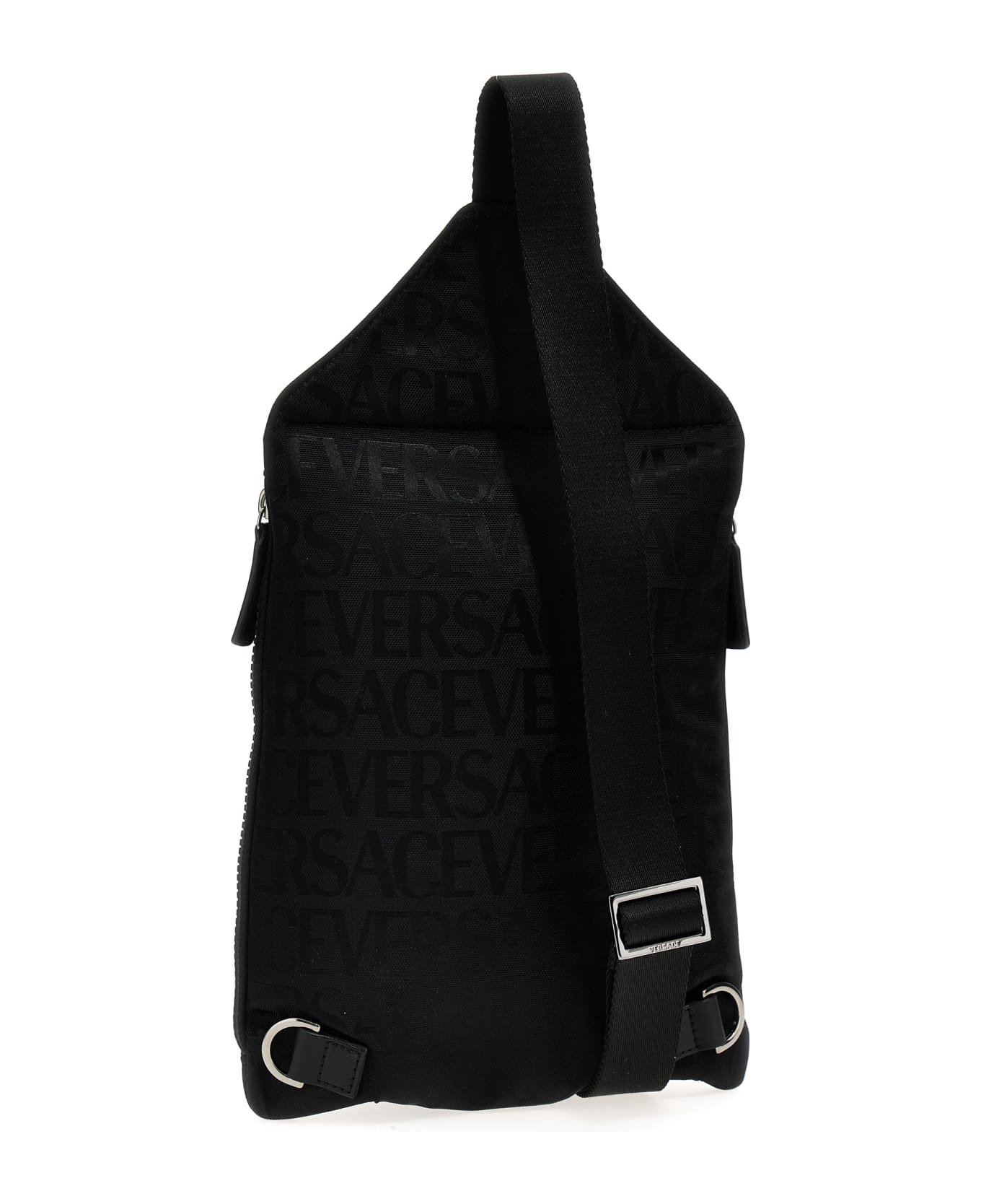 Versace Technical Fabric Backpack With Logo - black バックパック