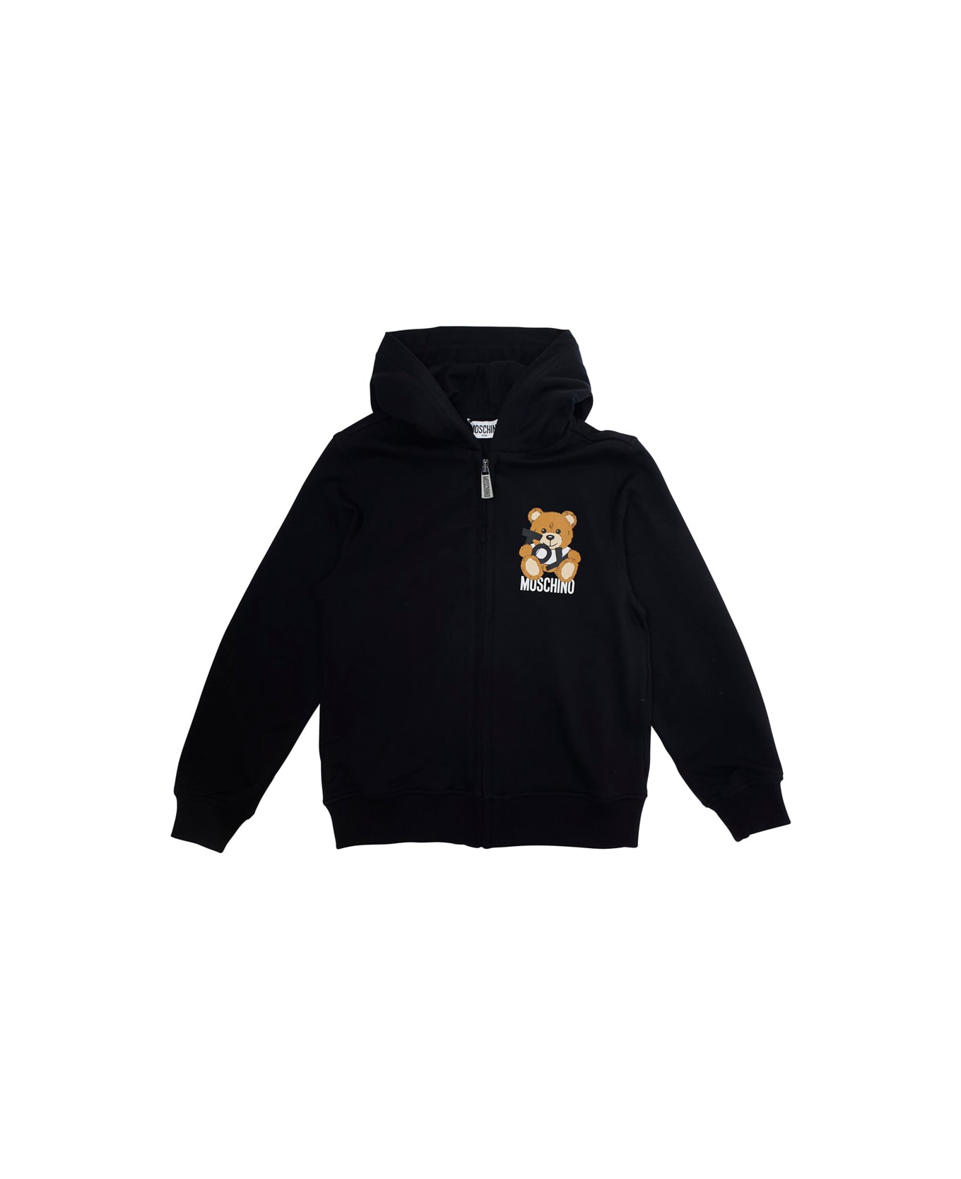 Moschino Black Hoodie With Teddy Bear Print On The Front In Cotton Boy - Black
