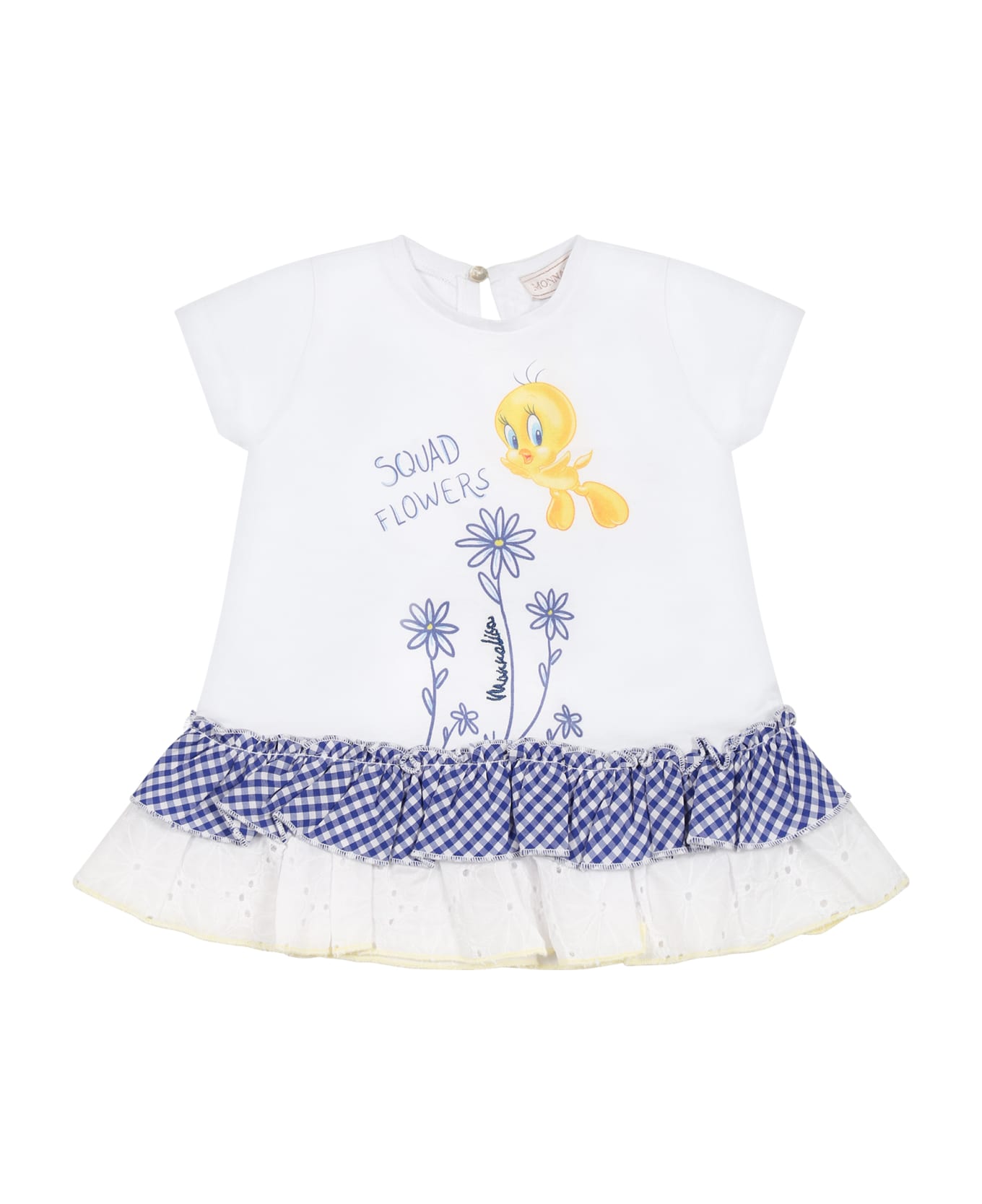 Monnalisa White T-shirt For Baby Girl With Tweety Print And Logo - White Tシャツ＆ポロシャツ